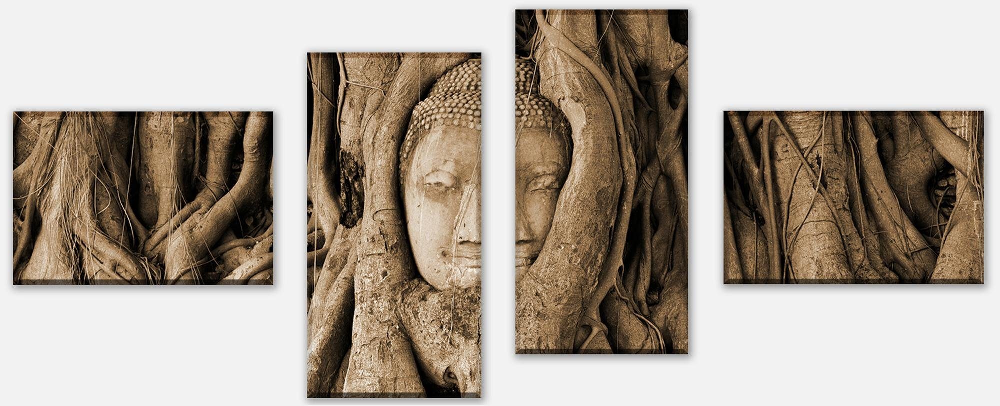 wandmotiv24 Mehrteilige Bilder Tempel der Großen Relikte, Abstrakt (Set, 4  St), Wandbild, Wanddeko, Leinwandbilder in versch. Größen
