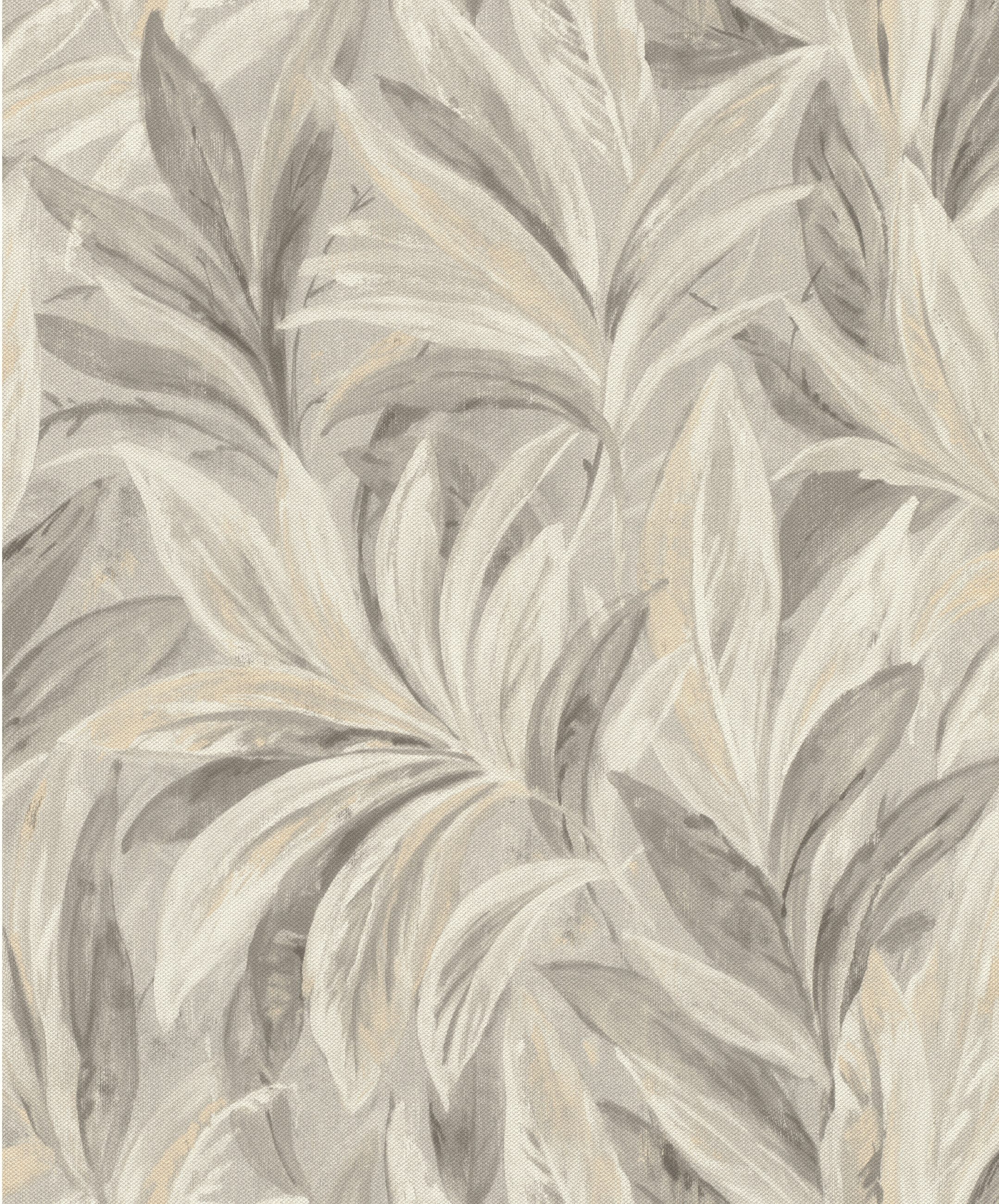 Rasch Vliestapete Blätter & Blumen - Vinyltapete Grau, floral, (1 Rolle, 1 St., 10,05 m x 0,53 m), Lichtbeständige Farben - Feucht abwischbar - Restlost abziehbar