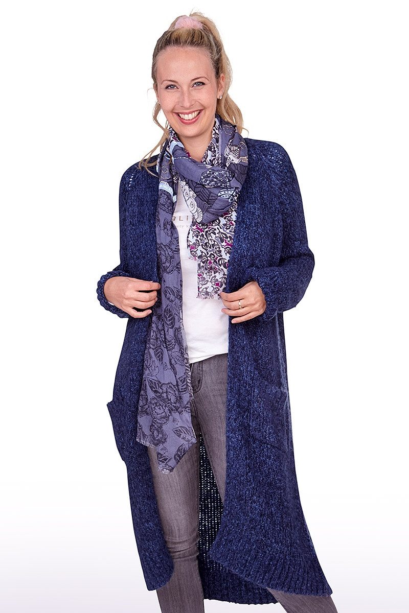 Trachtenstrickjacke Strickmantel Damen - SILA - denim