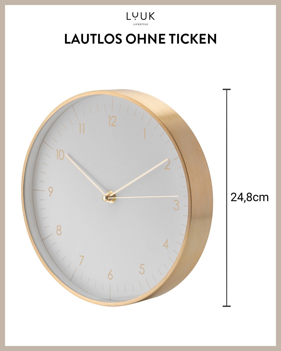 LUUK LIFESTYLE Wanduhr Helsinki (lautlos, ohne Ticken, großes Ziffernblatt, verschied. Größen)