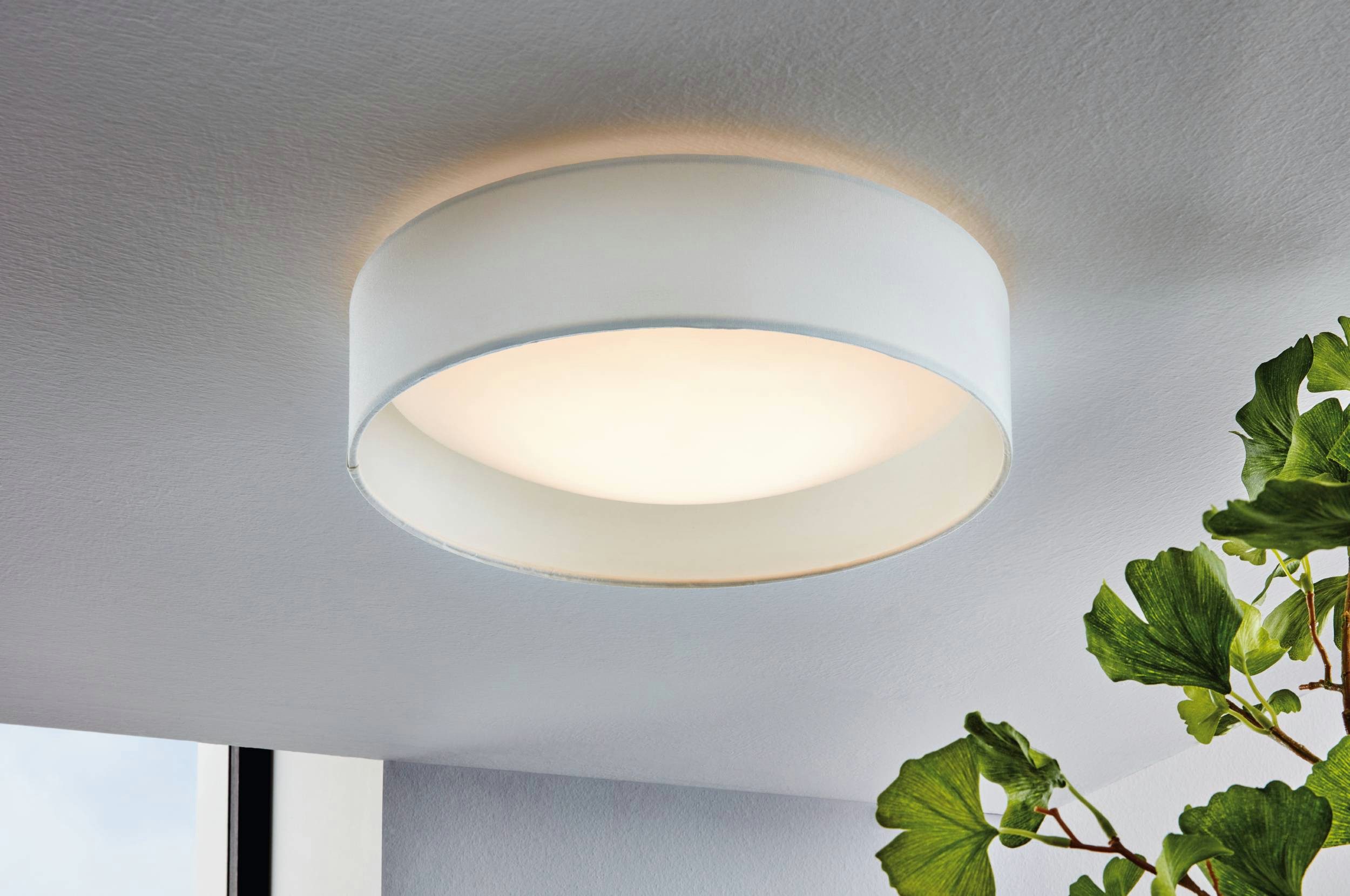 EGLO Deckenleuchte Pasteri Deckenlampe, Stahl, Stoff und Kunststoff, Esszimmerlampe, LED fest integriert, Warmweiß, Textil Deckenleuchte, Wohnzimmerlampe, Lampe, Weiß, Ø: 32 cm
