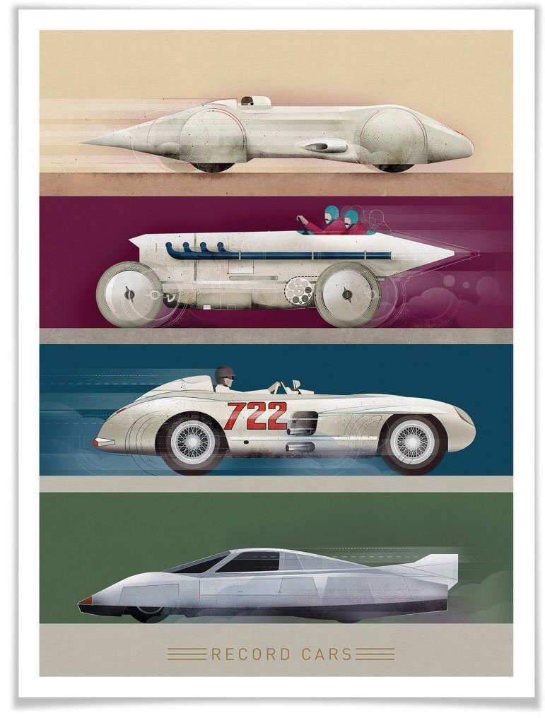 Poster Autos Wandbild, Wandposter Wall-Art Poster, Record Cars, St), Bild, (1