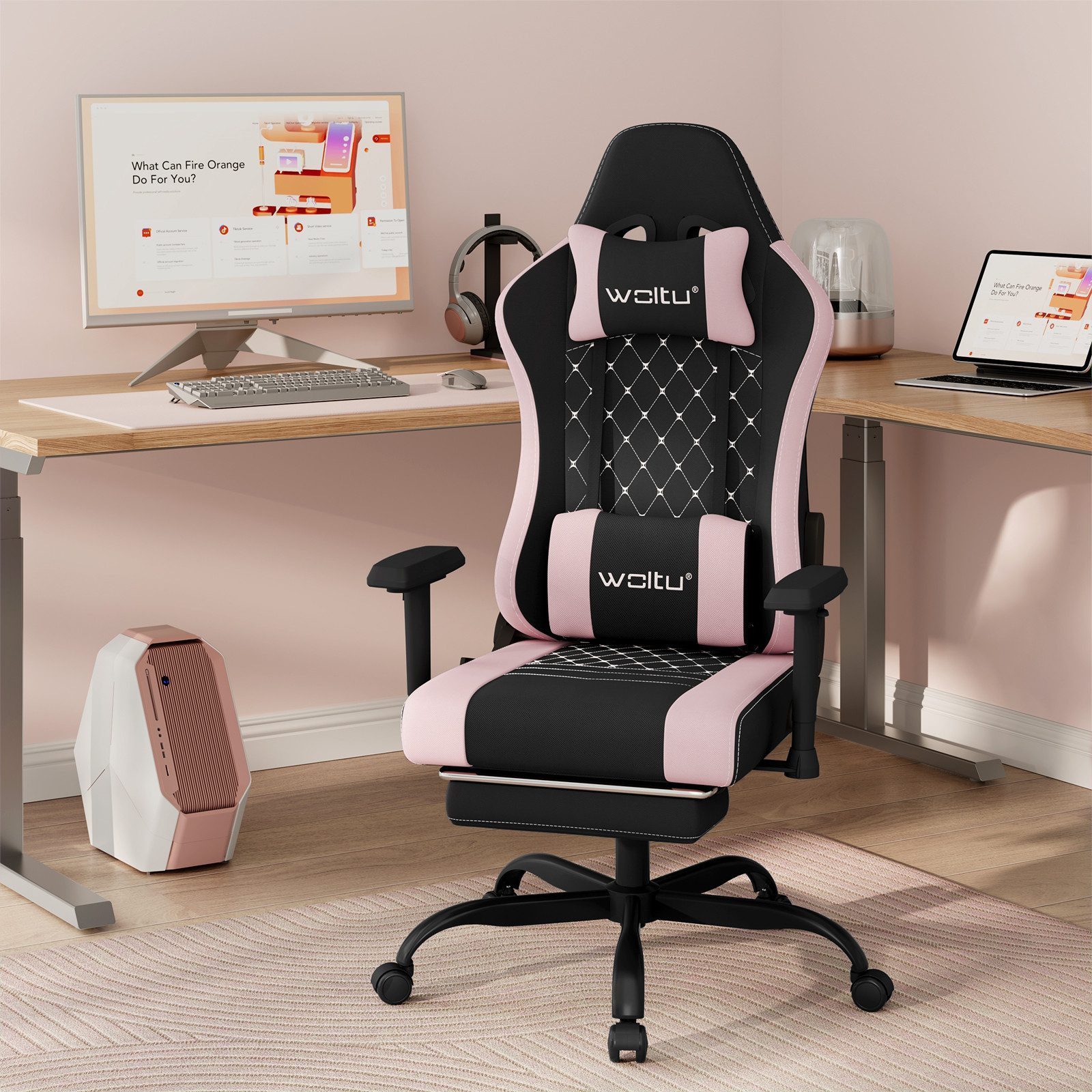 Woltu Gaming-Stuhl (1 St), ergonomisch, Kopfstütze, günstig online kaufen