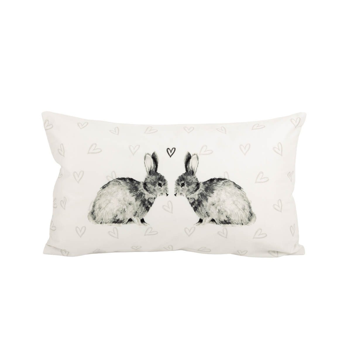 Clayre & Eef Dekokissen Clayre & Eef Kissenhülle Hase Herzchen weiß schwarz 30x50 cm