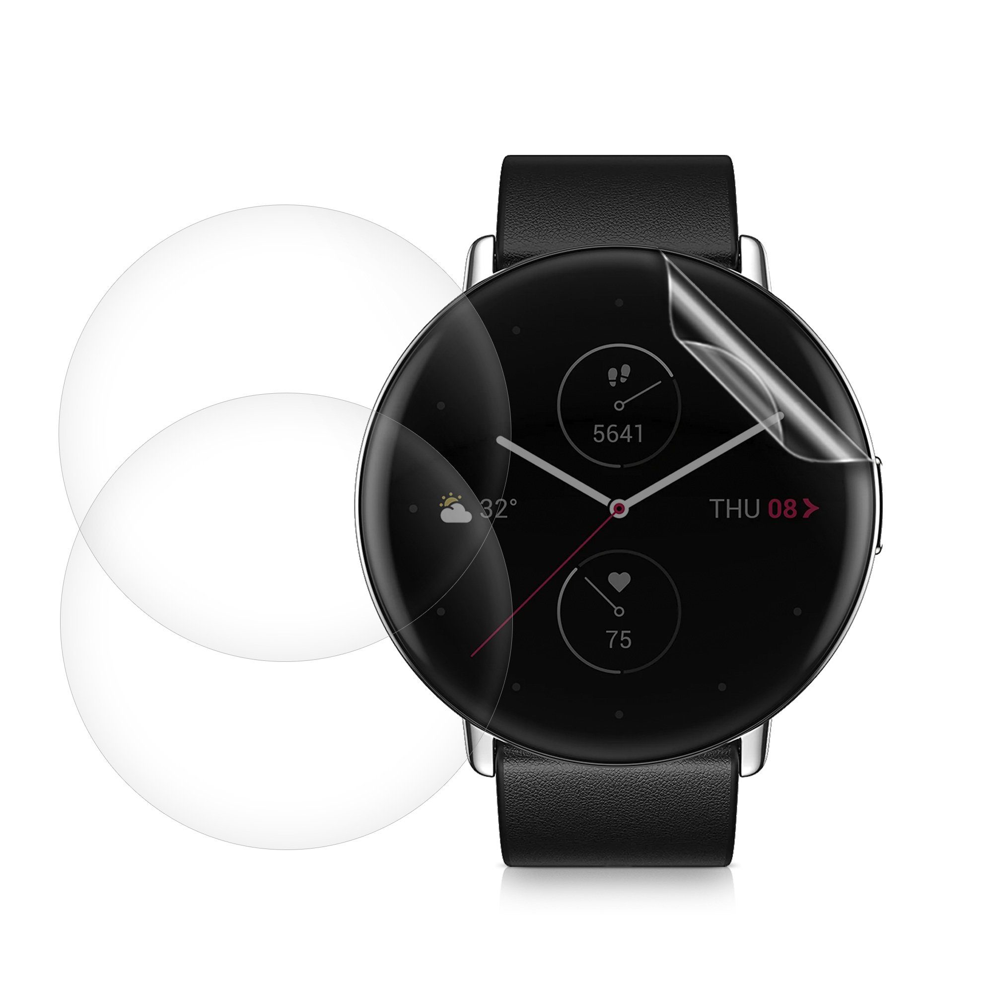 kwmobile Displayschutzfolie 3x Transparente Displayschutzfolie für Amazfit Zepp E (Circle), 3 Stück, Schutzfolie für Fitness Tracker Displayschutz