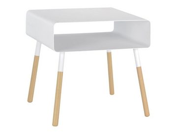Yamazaki Beistelltisch "Plain" Design Ablagetisch, mit 2 Ebenen, Sofatisch, Nachttisch, 35x35x35cm, weiß