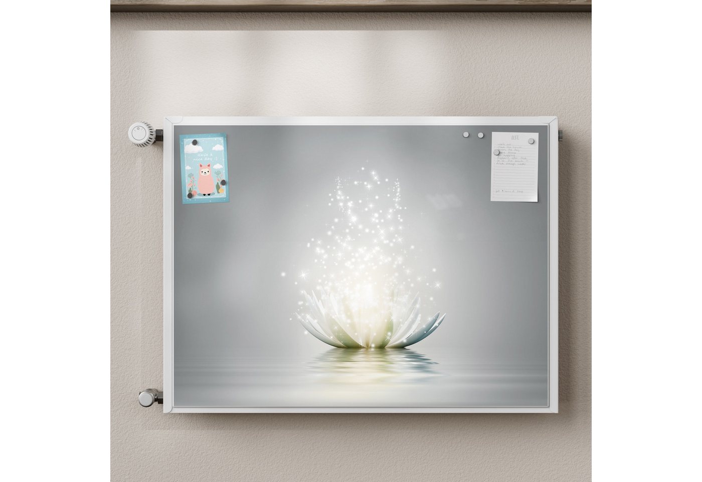 Thumbnail - DEQORI Magnetfolie 'Funkelnde Lotusblüte', beschreibbar Heizung Magnetmatte magnetisch Magnetfolie