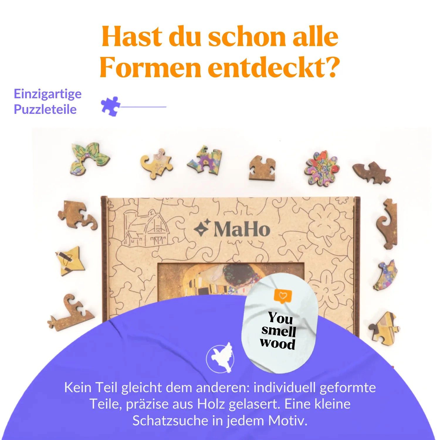 MagicHolz Puzzle Der Kuss Gustav Klimt Holzpuzzle (2D), 250 Puzzleteile, Künstler: Gustav Klimt