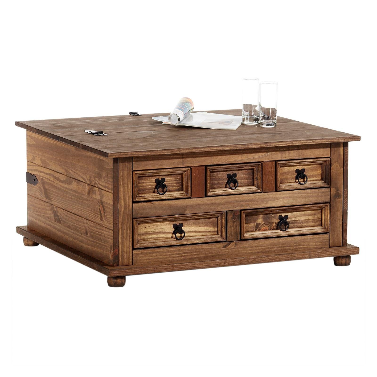 IDIMEX Truhentisch TEQUILA, Mexico Truhe mit Deckel & 5 Schubkästen, Kiefer günstig online kaufen