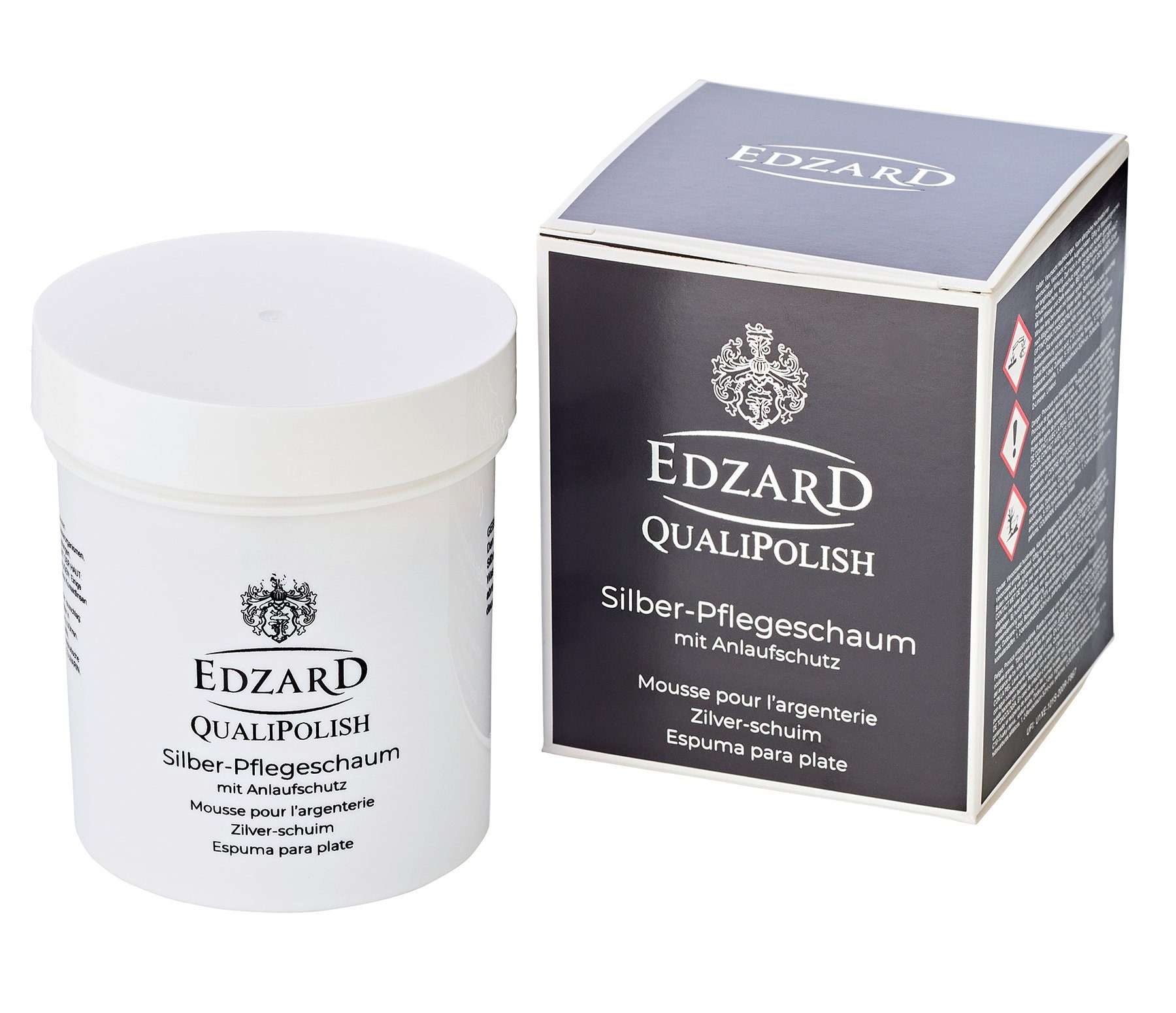 EDZARD Reinigungs-Set QualiPolish® Silber-Pflegeschaum, mit Anlaufschutz, Inhalt 200 Gramm