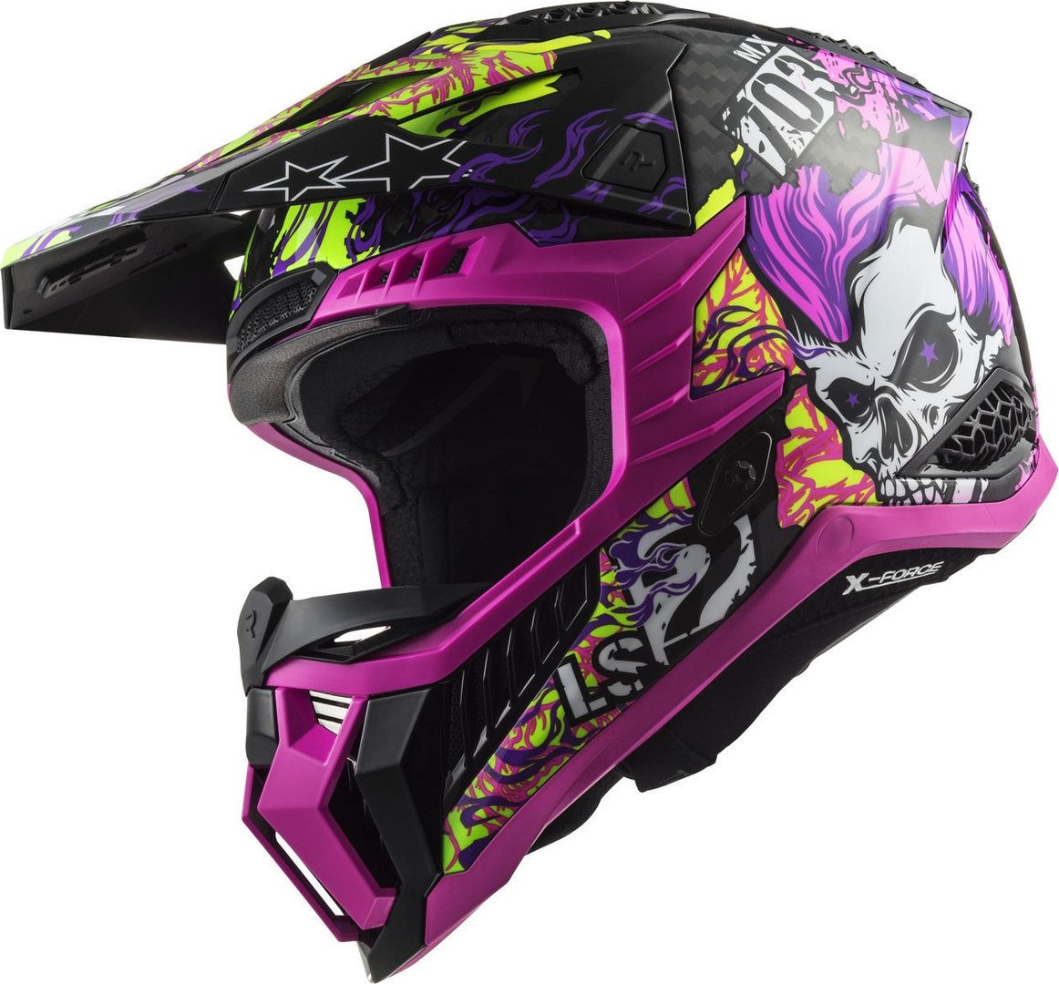 LS2 Motocrosshelm MX703 X-Force Fireskull Carbon Motocross Helm, Atmungsaktiv