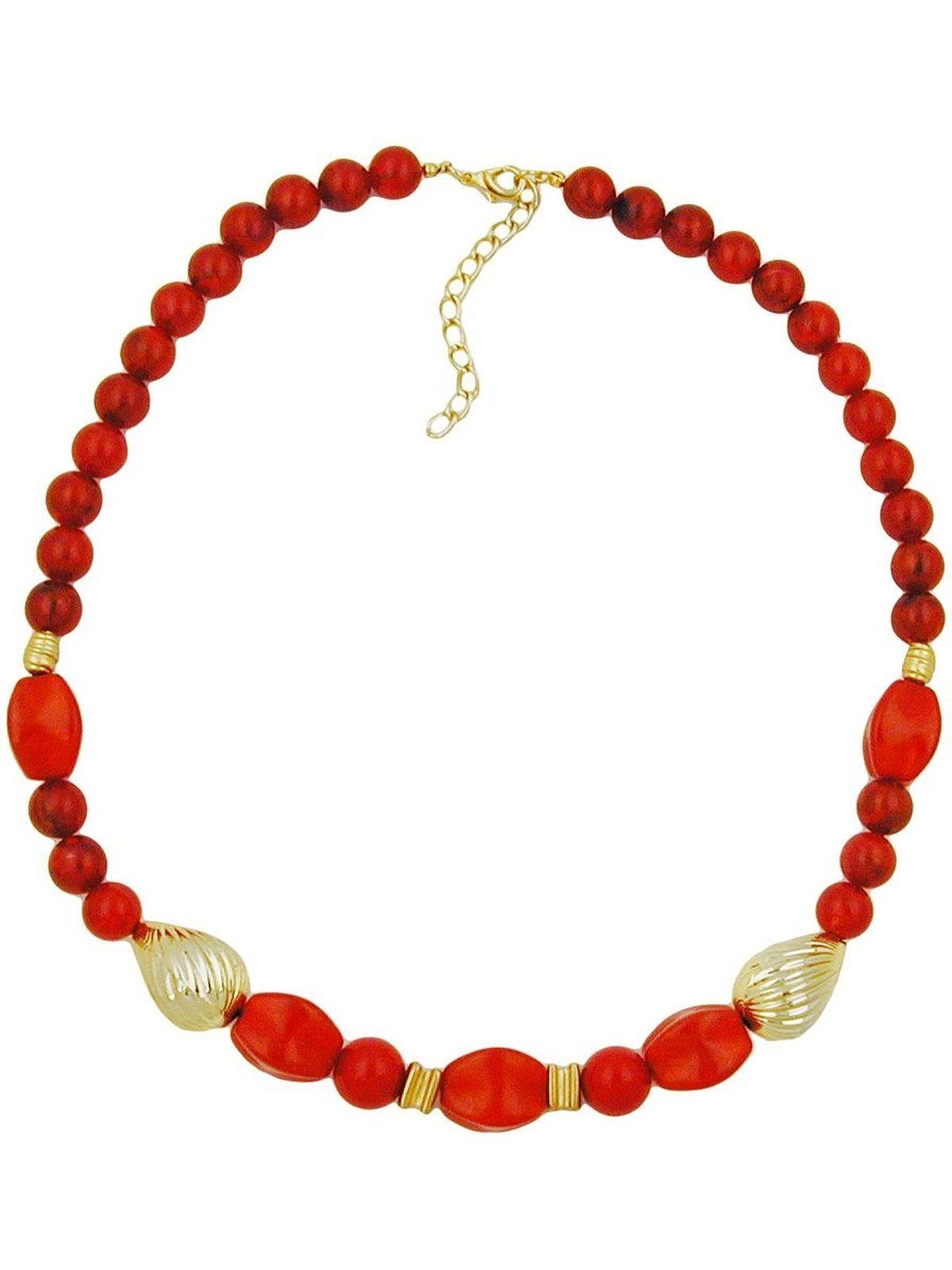 Gallay Perlenkette Kette johannisbeer-rot und goldfarbig (1-tlg)