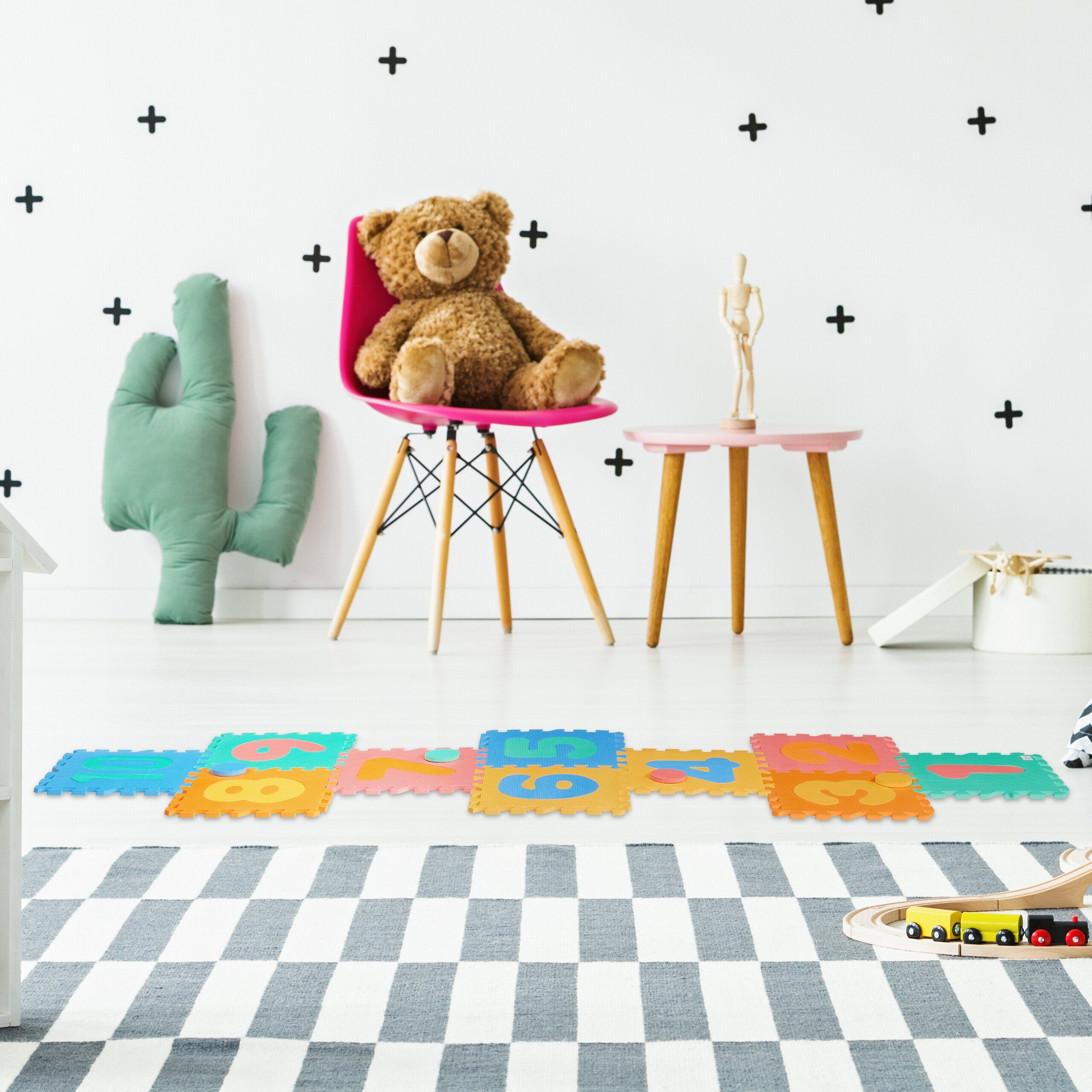 relaxdays Spielmatte Puzzlematte mit Zahlen
