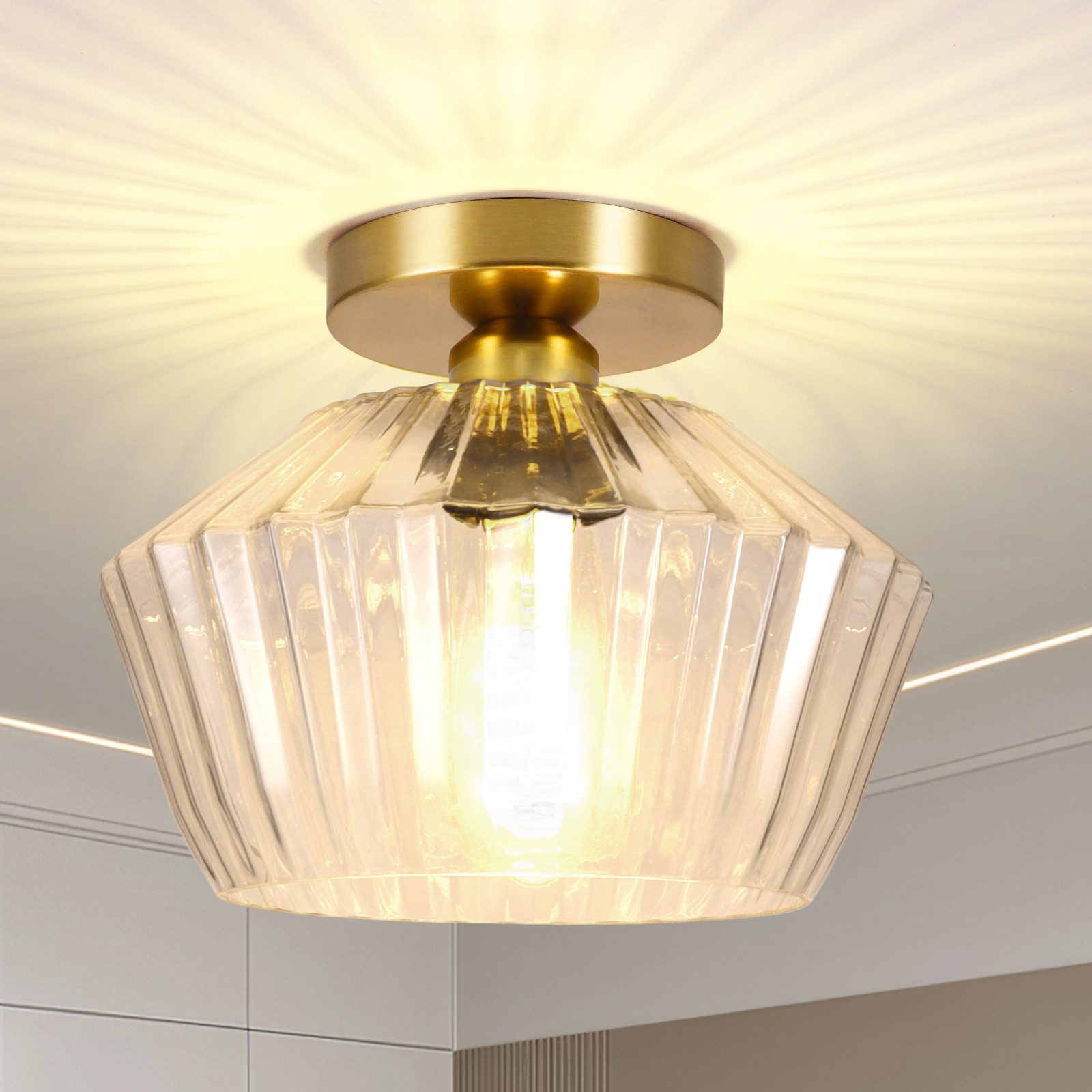 BlingBin Deckenleuchte Kristall Deckenlampe Küchenlampe Ø25cm, günstig online kaufen