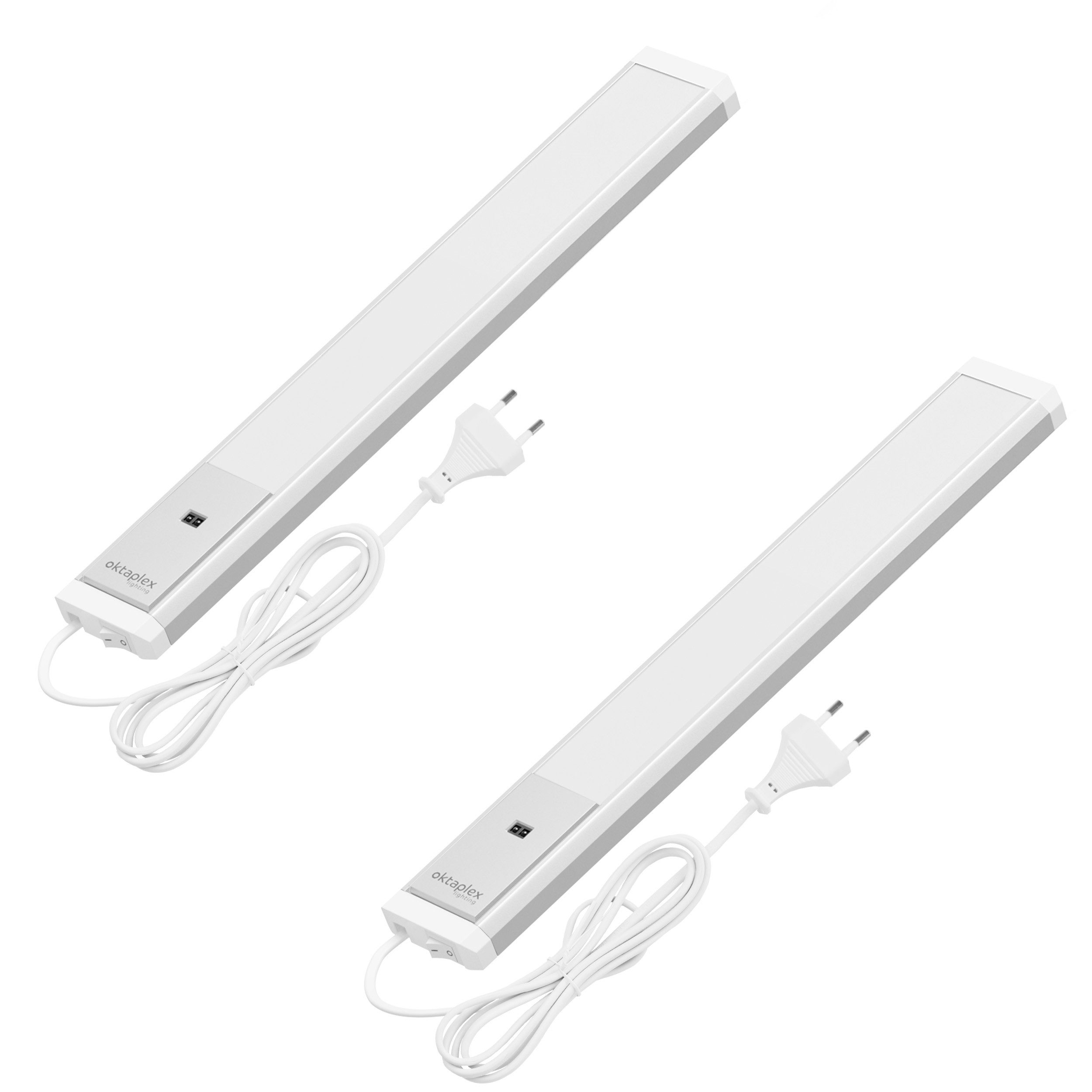 Oktaplex lighting LED Unterbauleuchte flach Unterbauleuchte Küche LED 40cm Alu 400lm 6W, Sensor für Gestensteuerung, LED, warmweiß, 4000K Unterschrankleuchte Aluminium mit Schalter