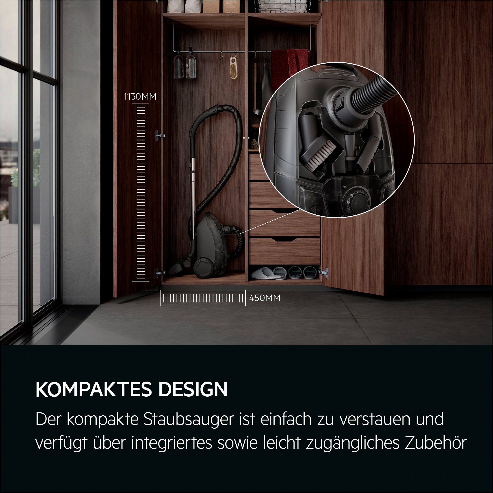 AEG Bodenstaubsauger CLEAN 5000, hohe Saugleistung, AllFloor-Bodendüse, 750 W, mit Beutel, AB51C1DB, aus 37 % Recyclingkunststoff, kompakte Größe