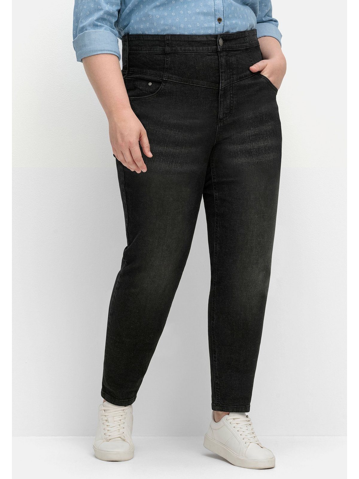 Sheego Stretch-Jeans Große Größen mit breitem High-Waist-Bund