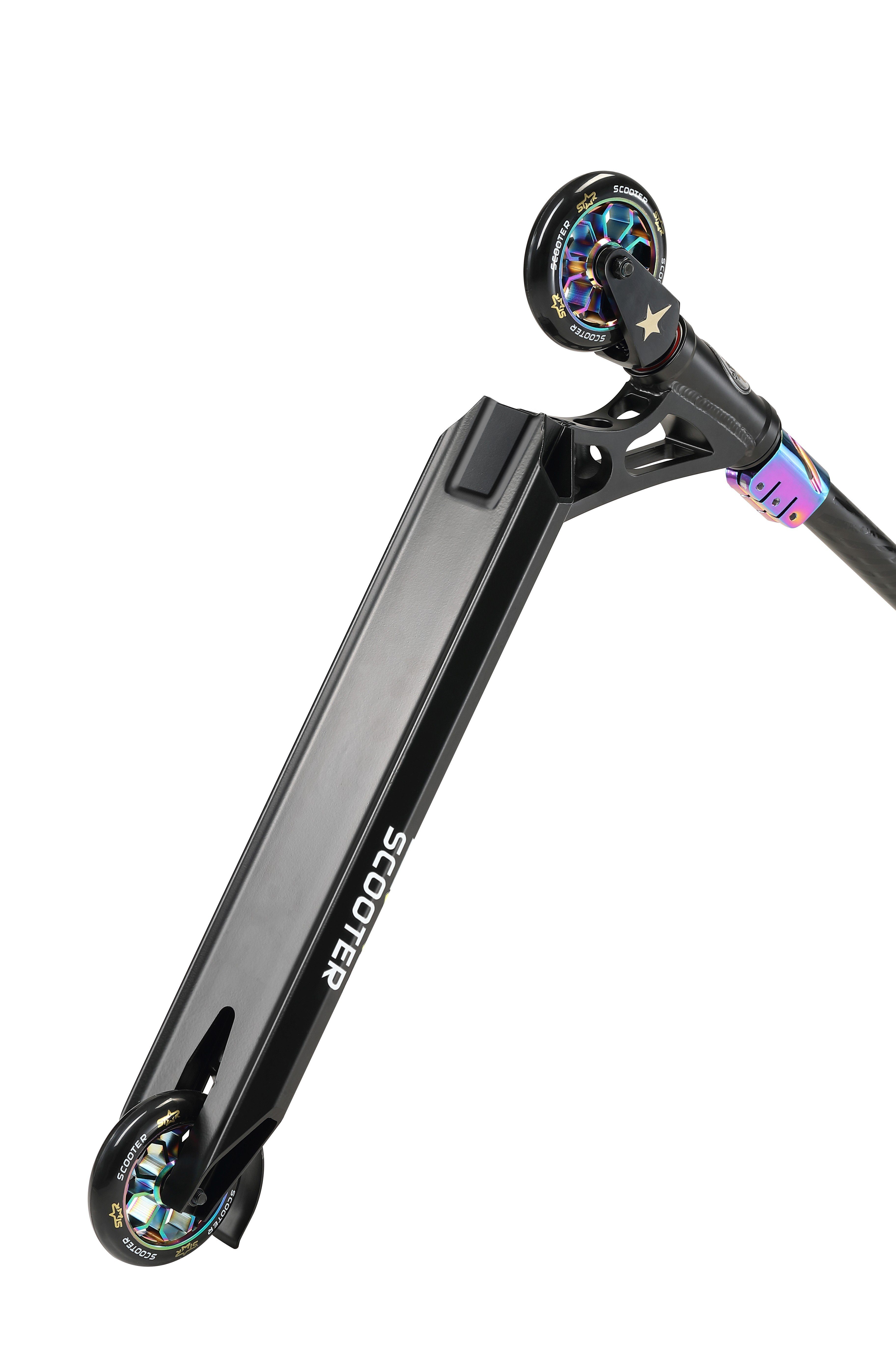 Star-Scooter Stuntscooter 110 mm, HIC Vollintegriertes Chrom Schwarz Stuntscooter; Professional Headset Kompression