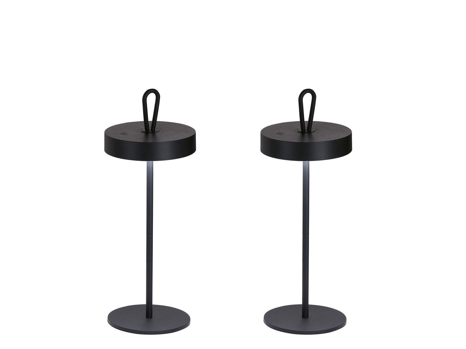 easy! BY FHL LED Außen-Tischleuchte, höhenverstellbar 21-46cm, LED fest integriert, Warmweiß, 2er SET Outdoor IP 44 Schutzklasse - kabellos mit Akku USB aufladbar