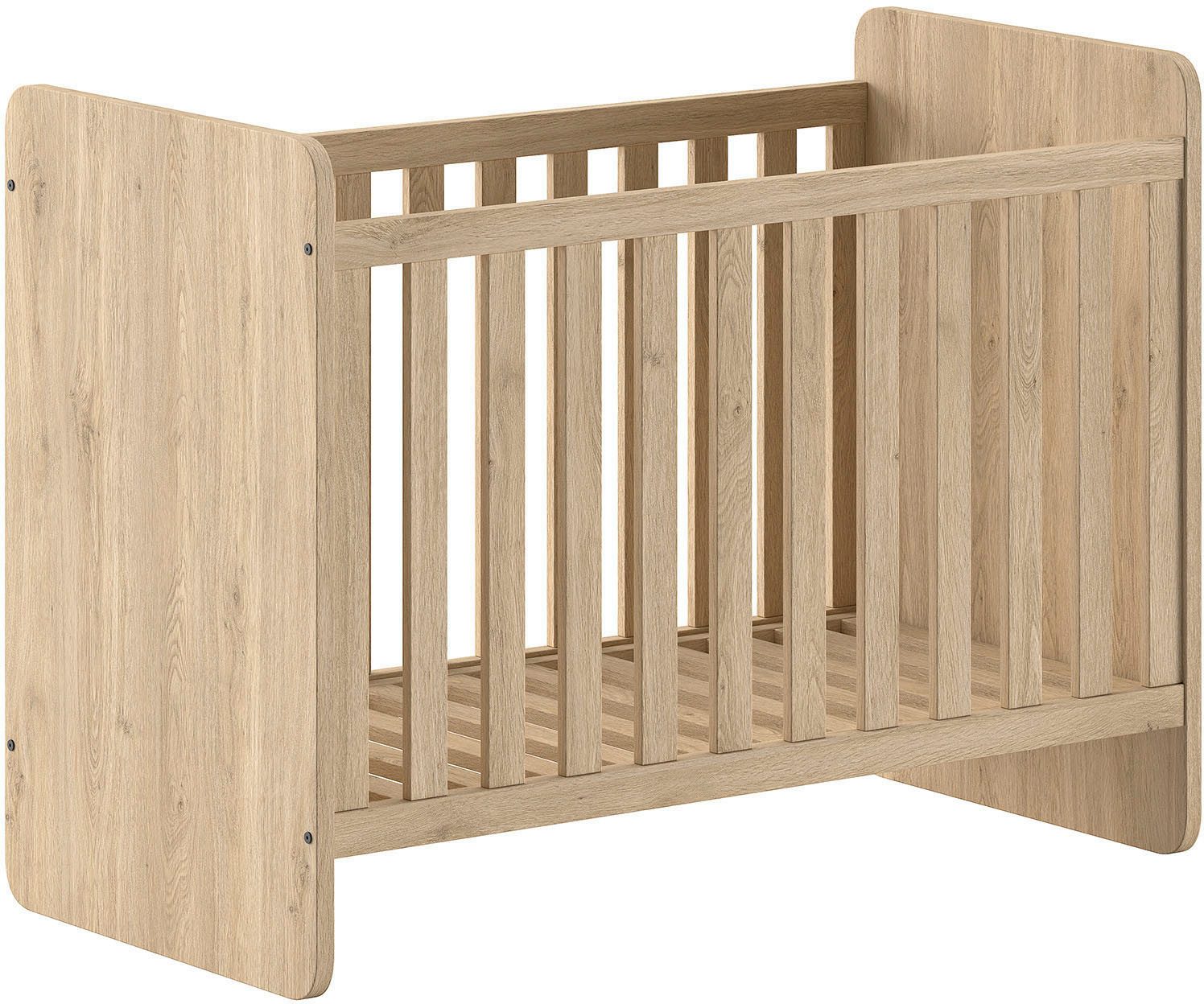 Vipack Babybett SAM 60/120 cm, später umbau bar zum Juniorbett 90/200 cm, 3-fach verstellbarer Lattenrost beim Babybett, Eiche Dekor Oberfläche