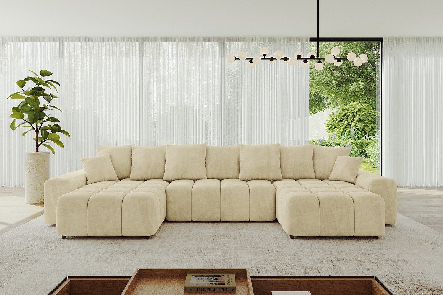 ALTDECOR Wohnlandschaft ENIL-U, Couch mit Schlaffunktion, Wohnzimmer - Ecksofa, Corner Sofa Bett Eckcouch Couch U-Form Schlafcouch Ausziehbar