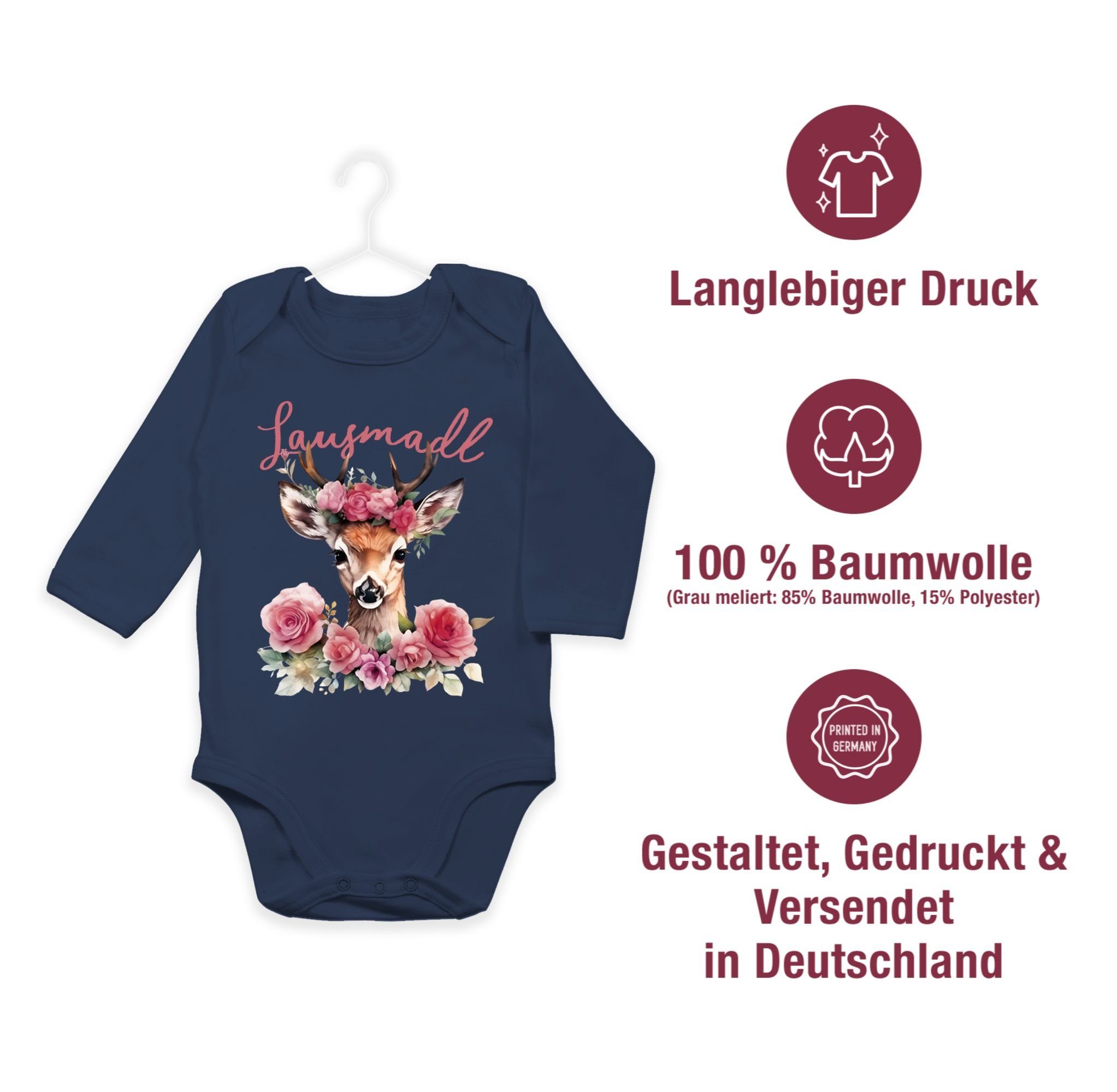 Navy Lausemädchen G 2 Mädchen Shirtbody Shirtracer Blau Baby Oktoberfest Geweih für Lausmädchen Lousy Outfit Reh Mode Lausmadl Freches -