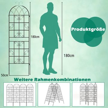 COSTWAY Gartenzaun, 4 Zaunelemente, für Kletterpflanzen, Metall, 180x50 cm