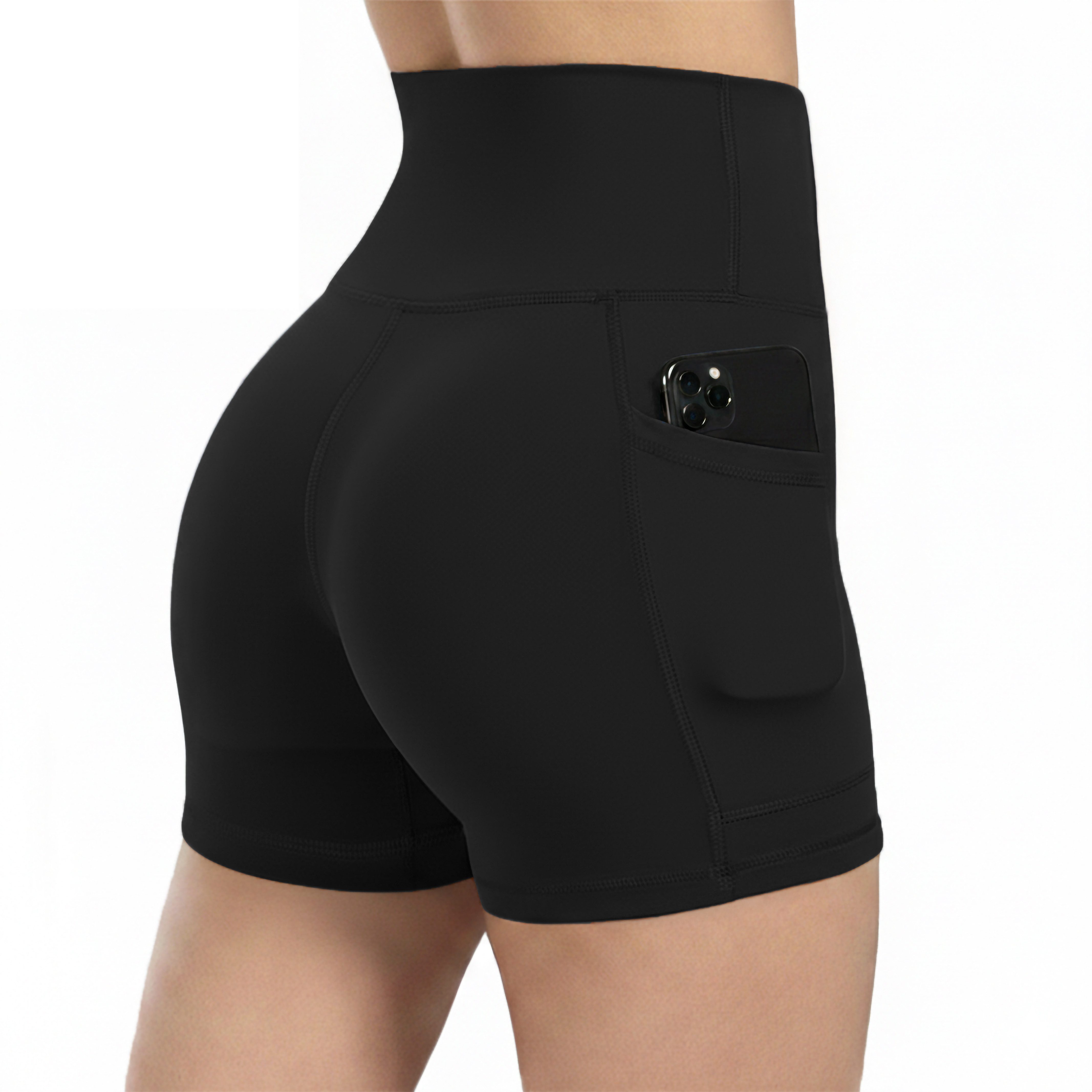 Smilodox Shorts Josie, High Waist Sportshorts enganliegend, Radlerhose Eingrifftaschen Elastischer Bund, Yogahose, Training Workout Freizeit Athleisure