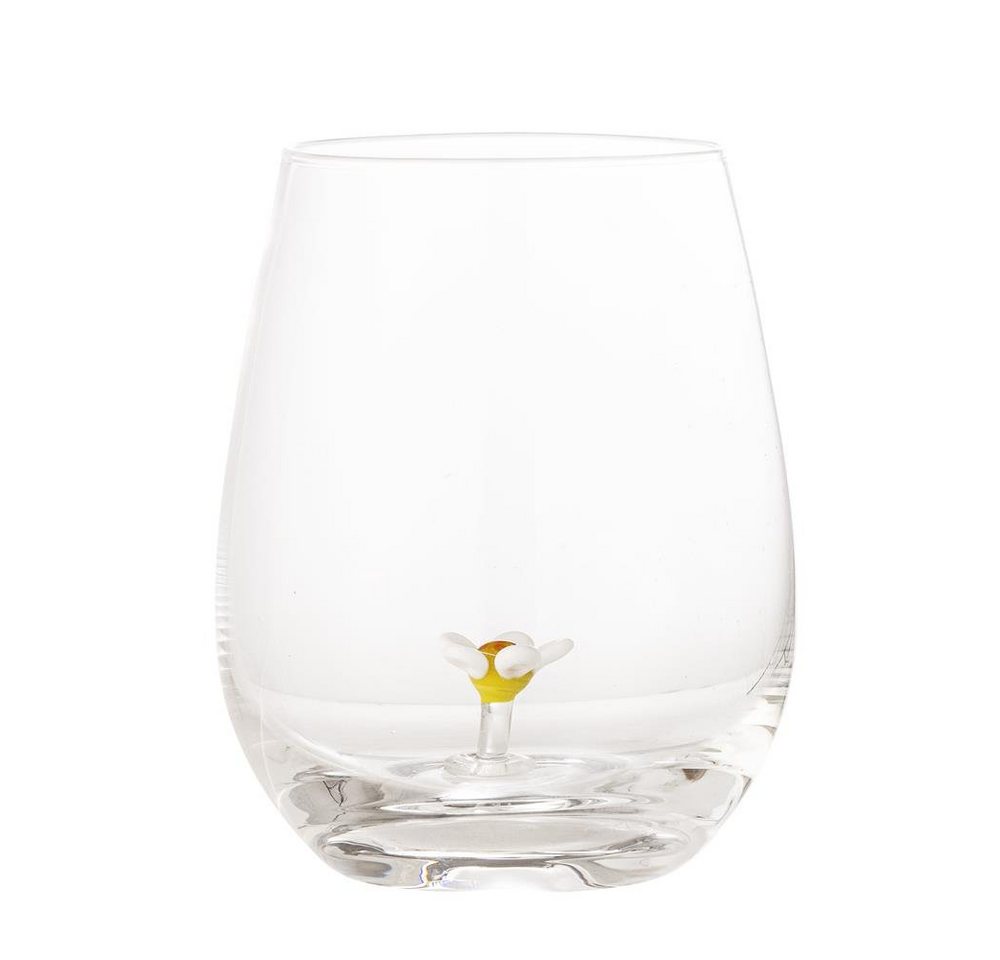 Bloomingville Glas Misa Trinkglas, Glas, 560ml, mit Blumendekor im Inneren