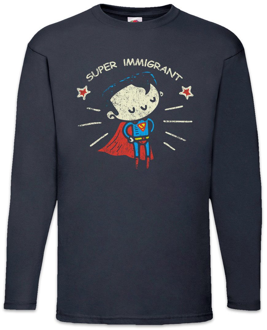 Langarmshirt Proud Immigrant Langarm T-Shirt Super Refugee Einwanderer Man