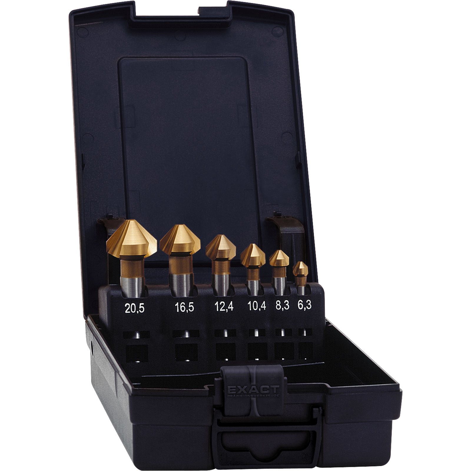 Exact Kegelsenker EXACT Kegelsenker-Set Ø 6,3-20,5mm, HSS-TIN, 90°, 6-tlg., DIN335