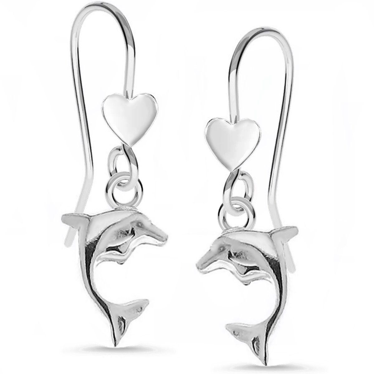 Goldene Hufeisen Paar Ohrhaken Ohrhänger, Delfine Ohrringe Herz 925 anlaufgeschützt Silber