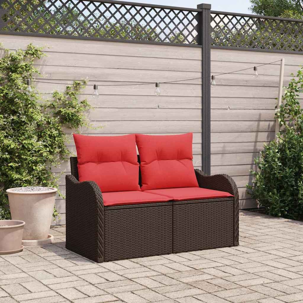 vidaXL Loungesofa Garten-Sofa mit Kissen 121 x 62 x 69 cm Poly-Rattan, 1 Teile