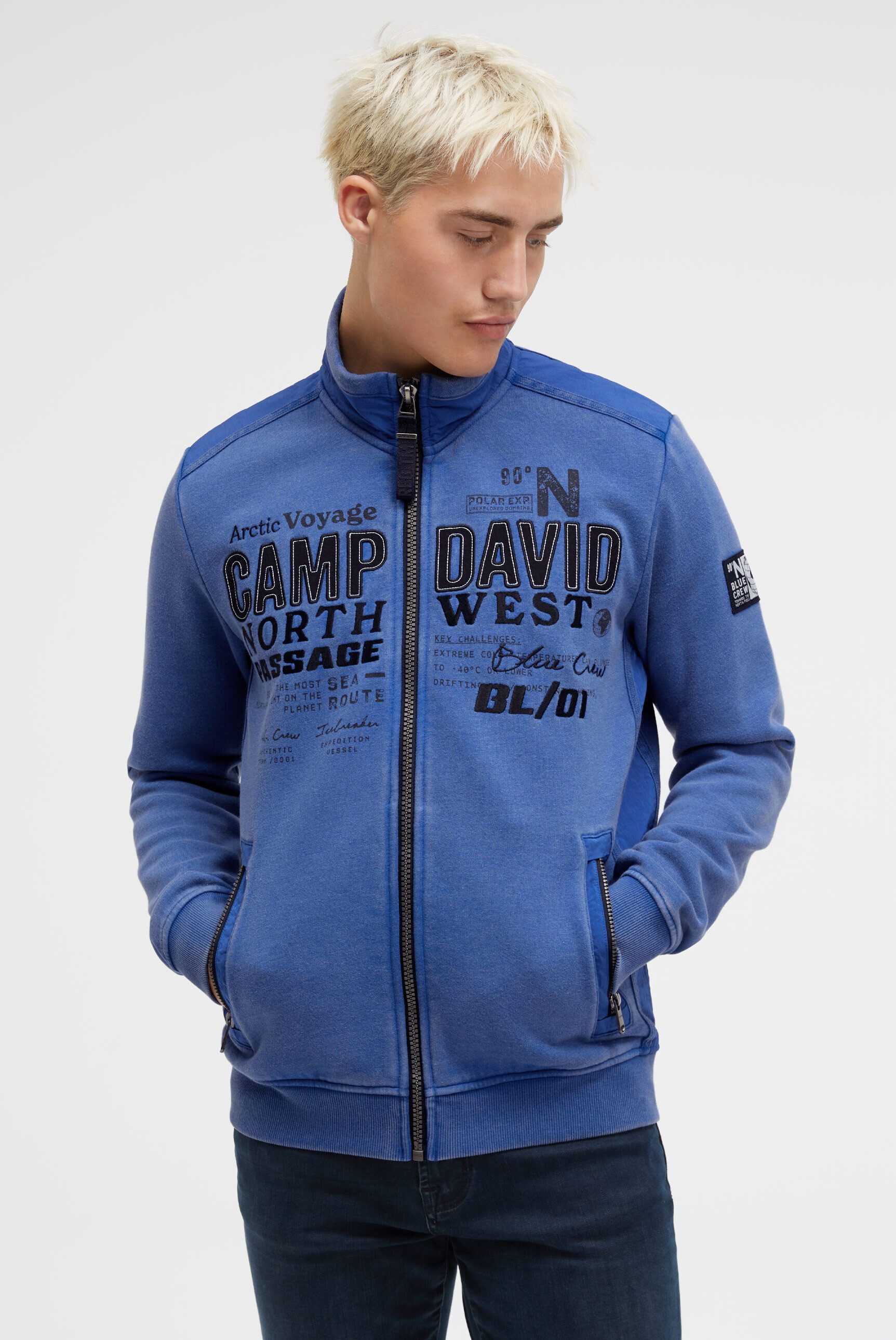 CAMP DAVID Sweatjacke mit Reißverschlusstaschen