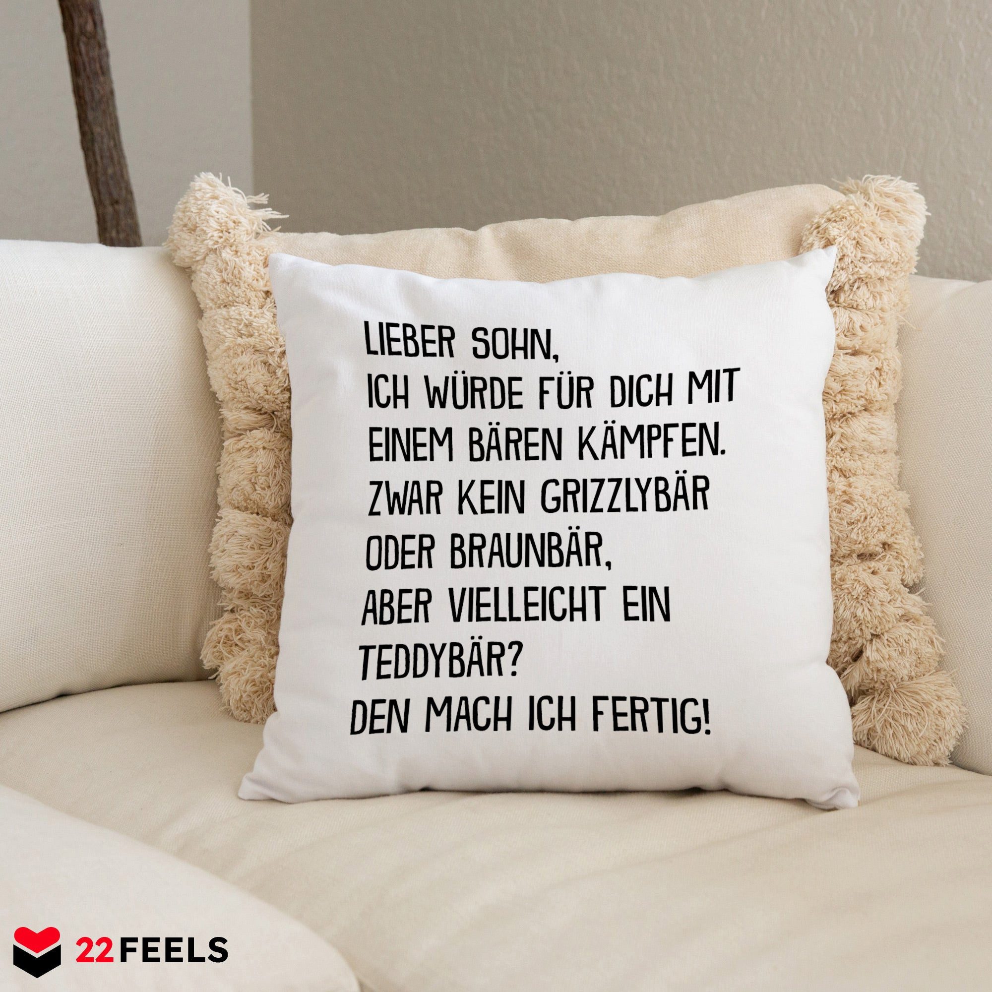 22Feels Dekokissen Sohn Geschenk 18. Geburtstag Weihnachten Abitur Matura Jungs Männer, Deko mit Persönlichkeit