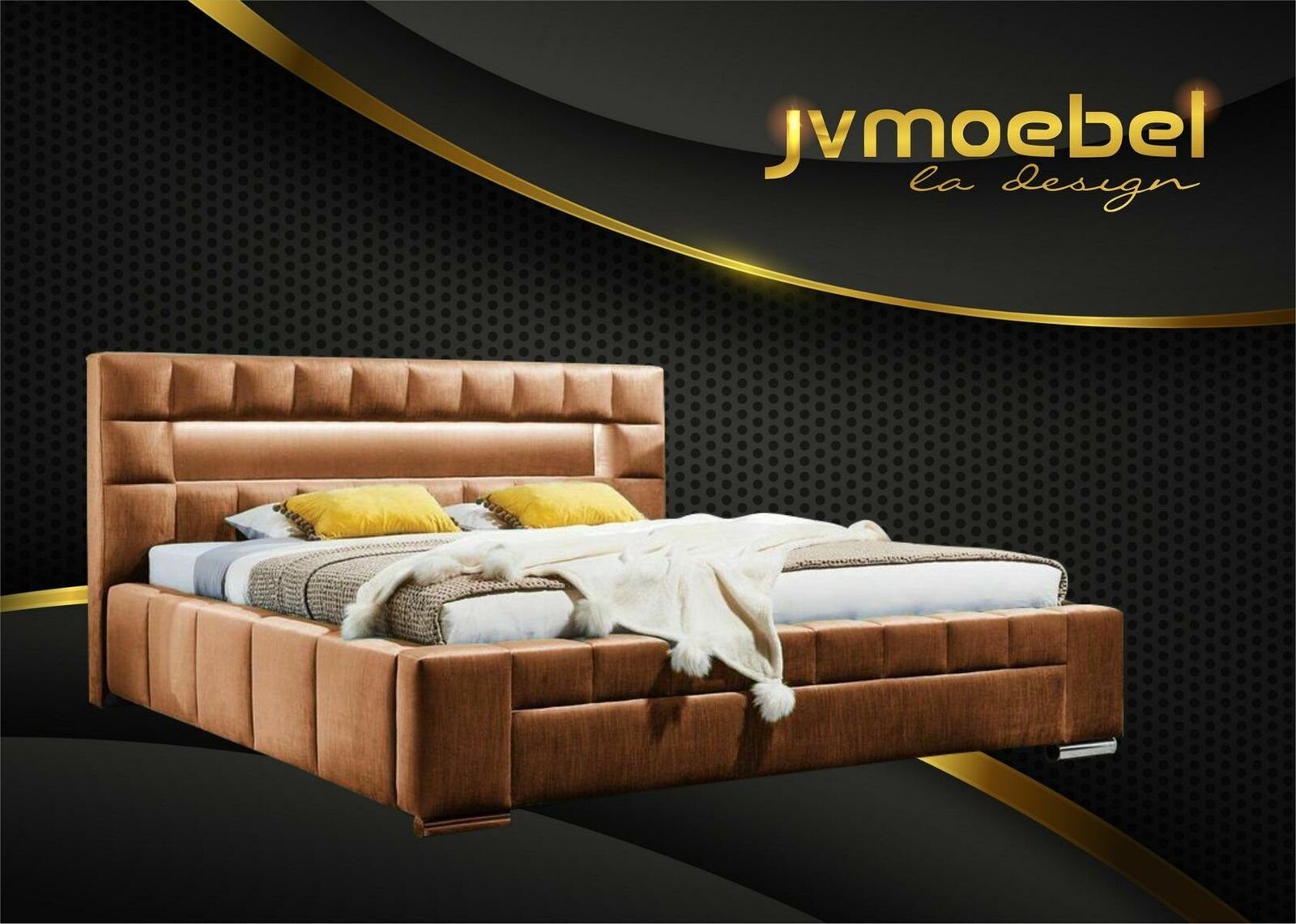 JVmoebel Bett, Bett inkl LED Beleuchtung Schlafzimmer Design Möbel Modern Betten Braun