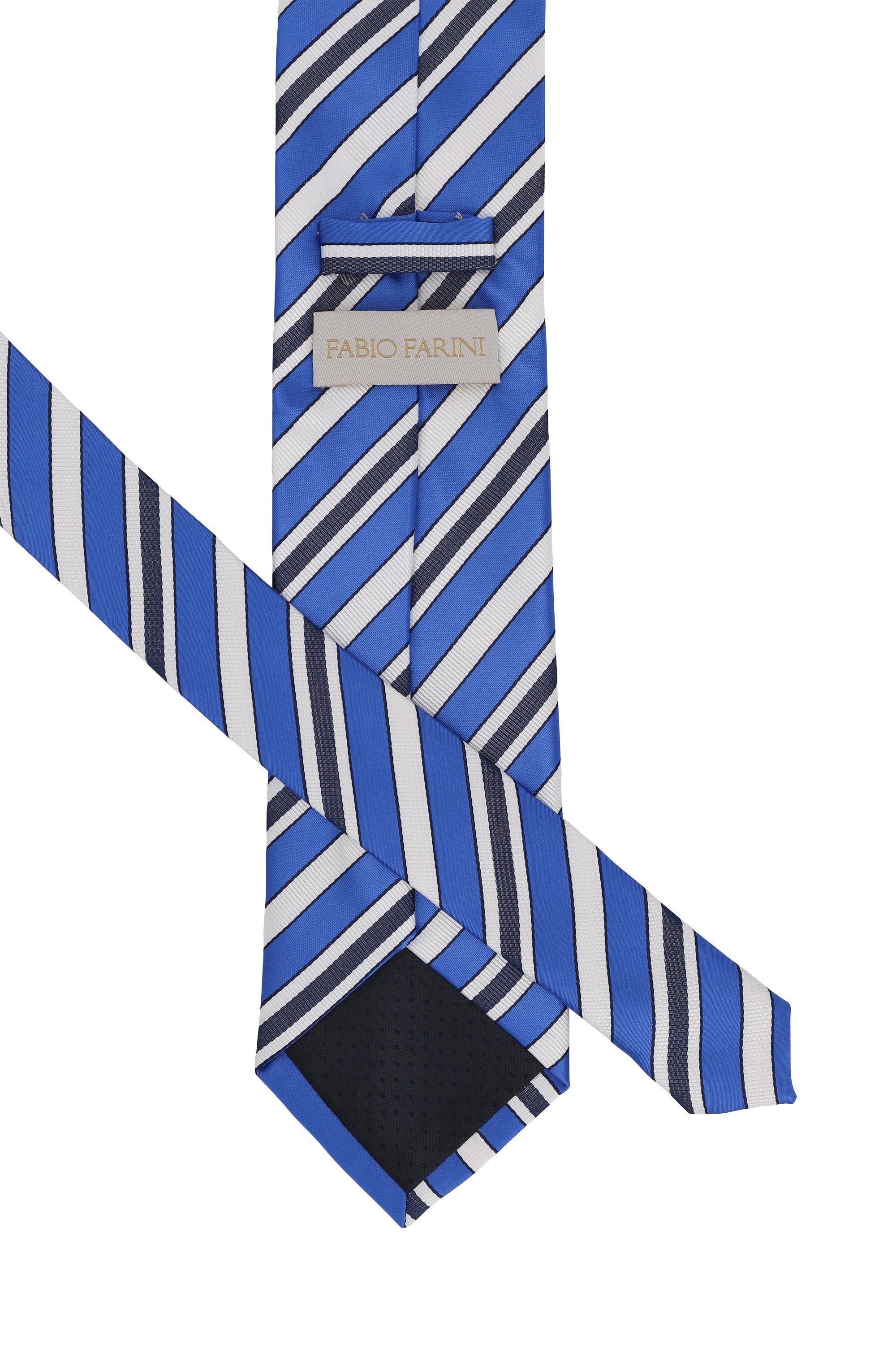 Fabio Farini Krawatte Herren Krawatte Blautöne - verschiedene Blaue Männer Schlips in 8cm (ohne Box, 1-St., Gestreift) Breit (8cm), Blau Weiß Schwarz - Pacific Blue/Urban Gray/Blue Pearl