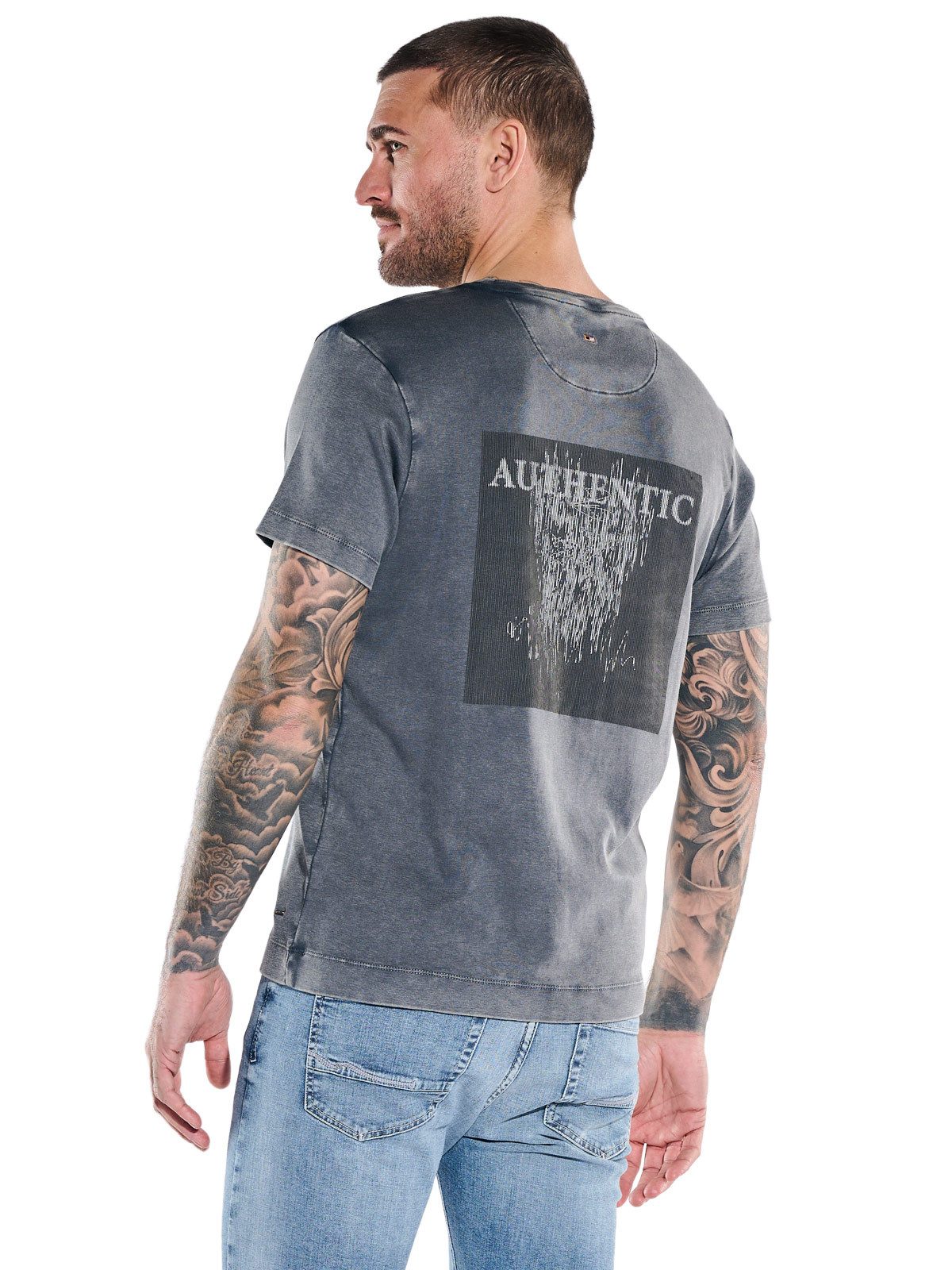 emilio adani T-Shirt Herren T-Shirt mit Rückenprint, Anthrazit