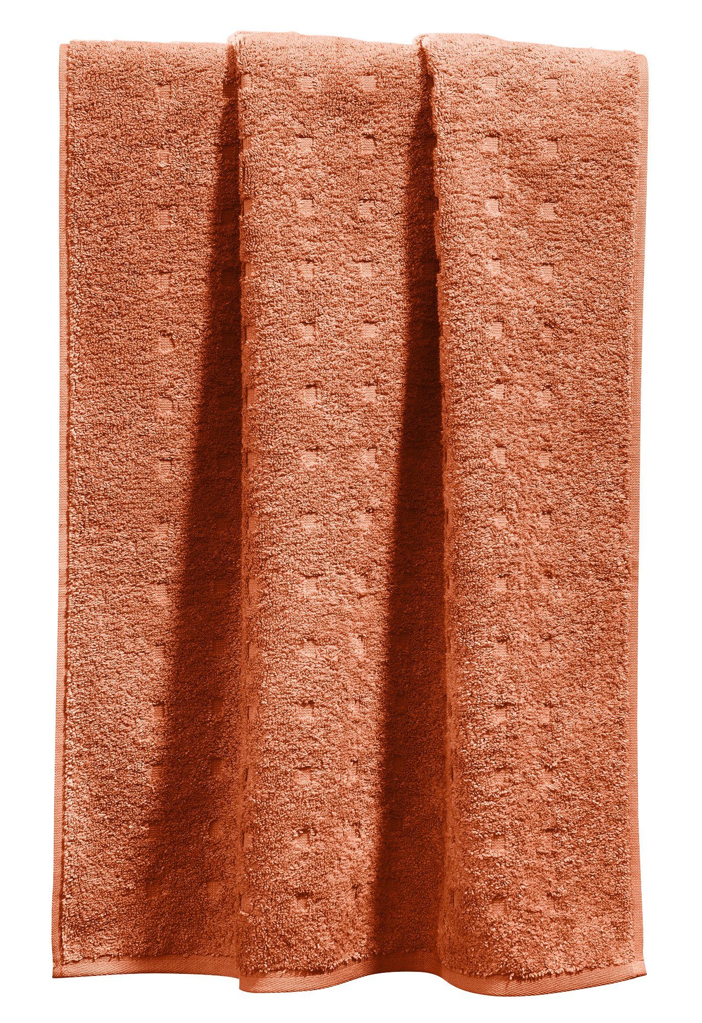 Möve Duschtuch Duschtuch "Quadretti", Frottier (1-St), Walk-Frottier Uni terracotta