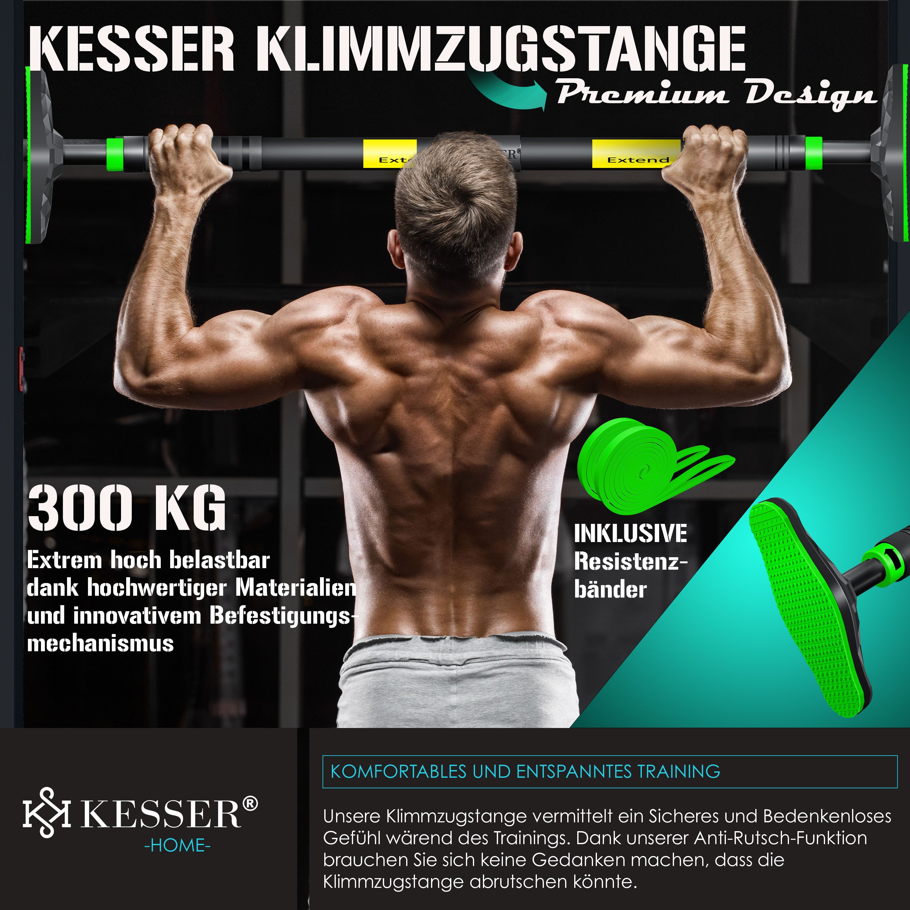 KESSER Klimmzugstange, Türrahmen verstellbar, Pull Up Bar Heimturnhalle