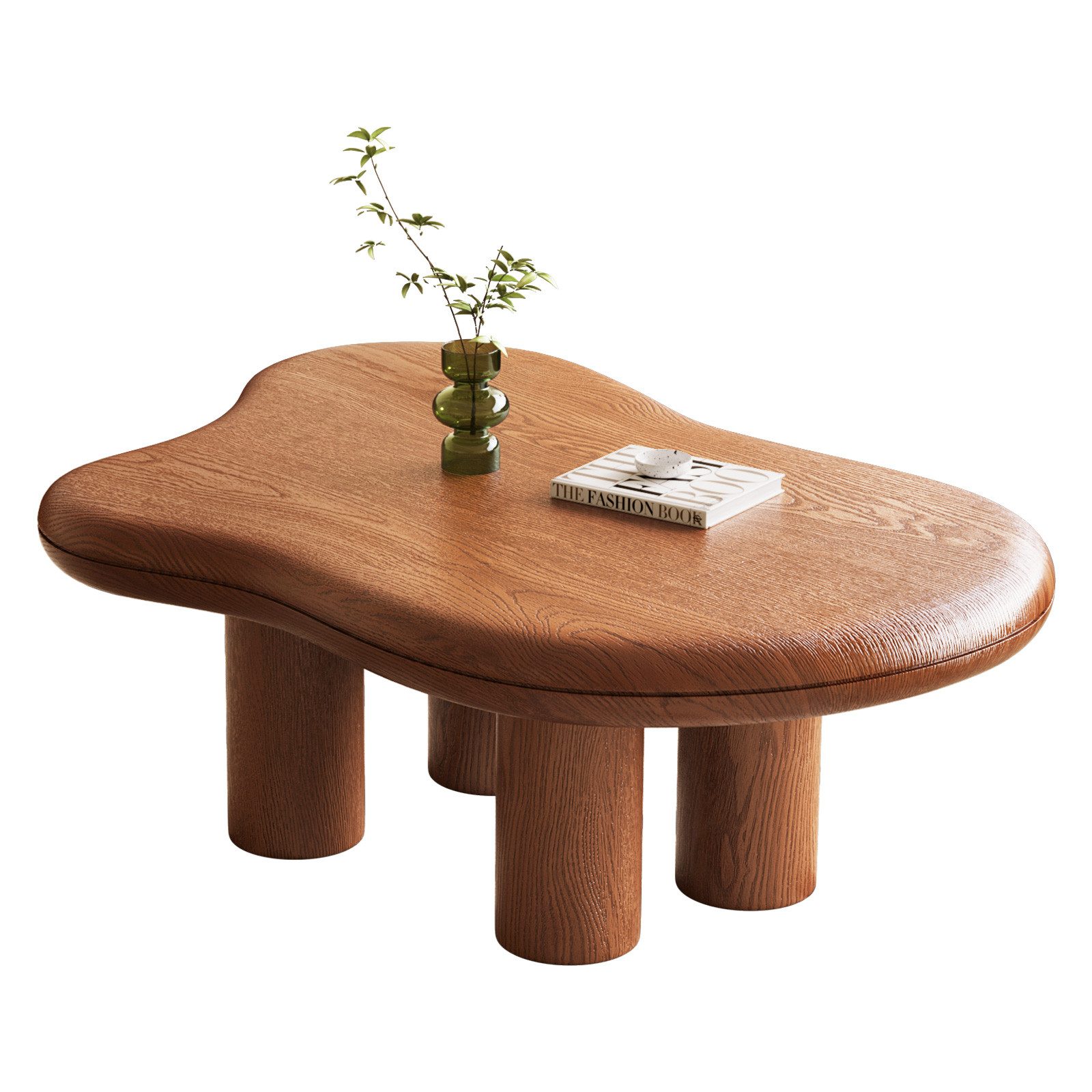 Guyii Couchtisch mit organischer Form, Wohnzimmertisch 90 x 60 x 39,1cm (1-St), Designer Sofatisch mit runden Beinen & abgerundeten Kanten