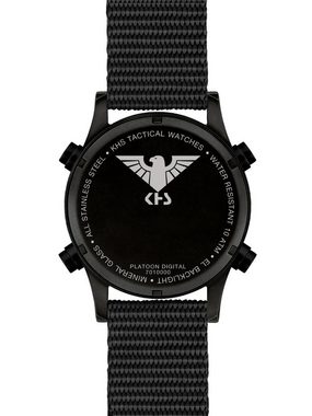 KHS Digitaluhr Armbanduhr Platoon Digital Stahl Geschwärzt