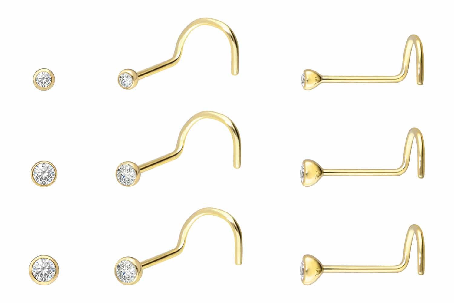 PIERCINGLINE Nasenpiercing 18 Karat Gold Nasenstecker Spirale DIAMANT (Nasenstecker, 1-tlg)