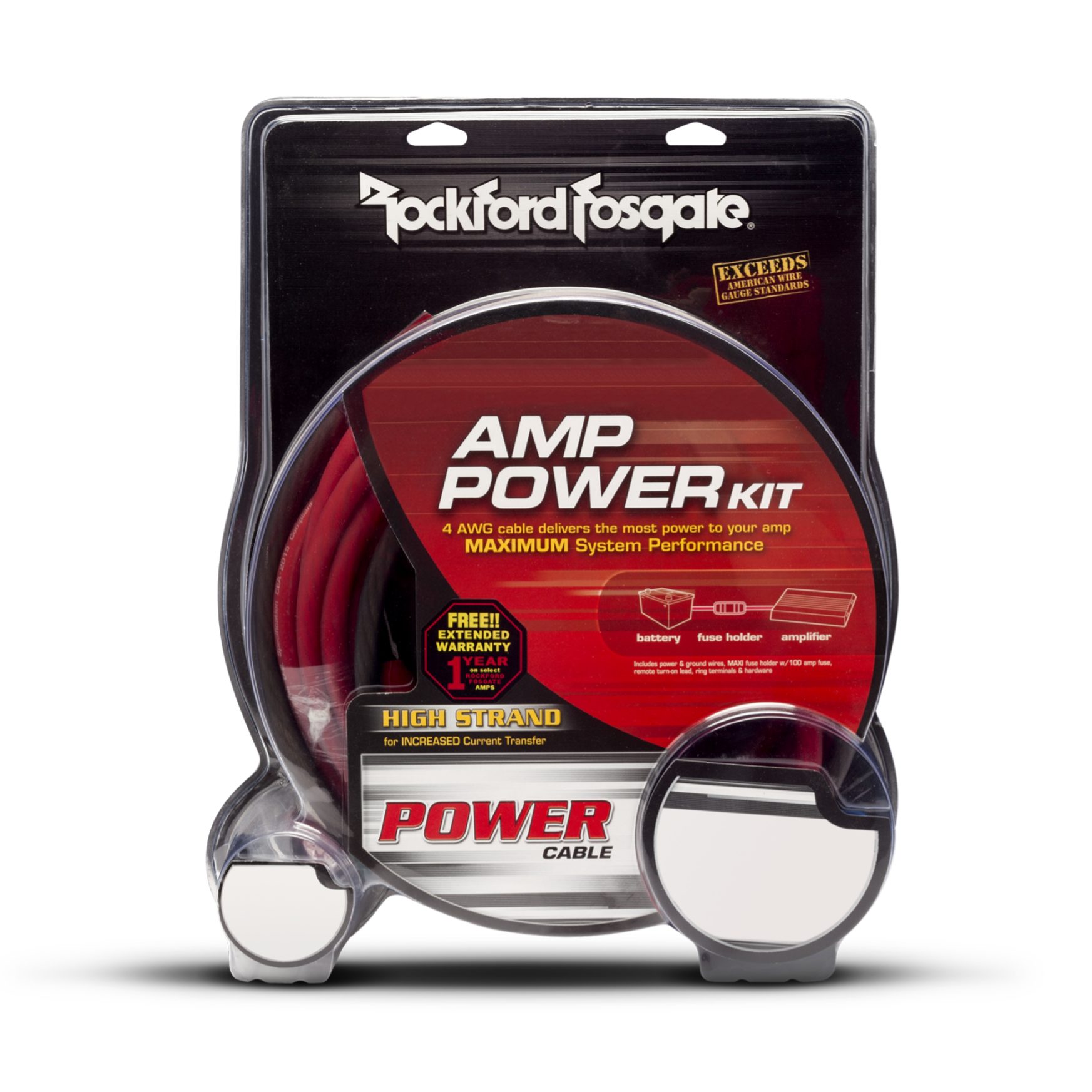 Rockford Fosgate Rockford Fosgate RFK4D Dual Kabelkit 4 AWG 21,1 mm² Strom-Adapterkabel
