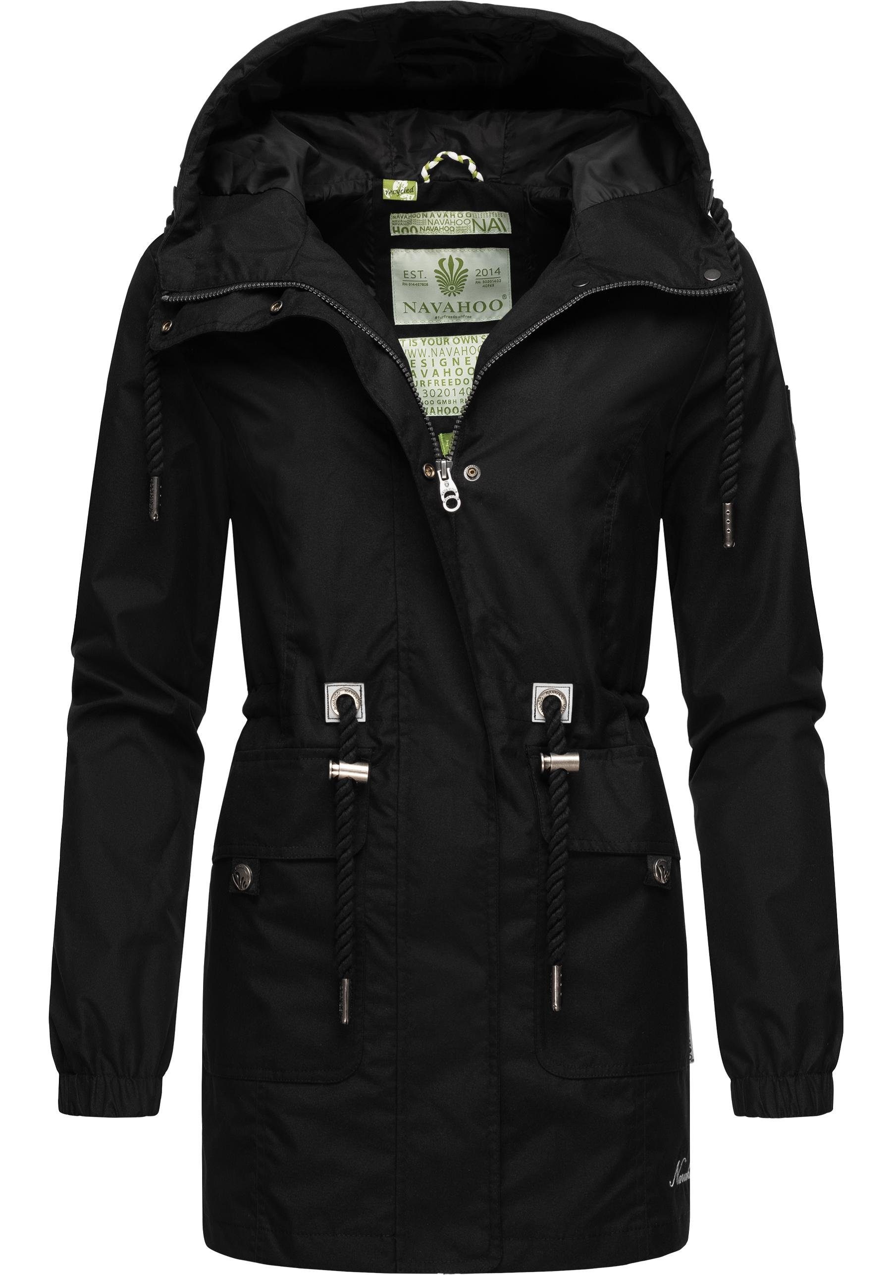 Neophee aus recycelten Parka Navahoo Materialien Outdoorjacke Übergangs Damen schwarz