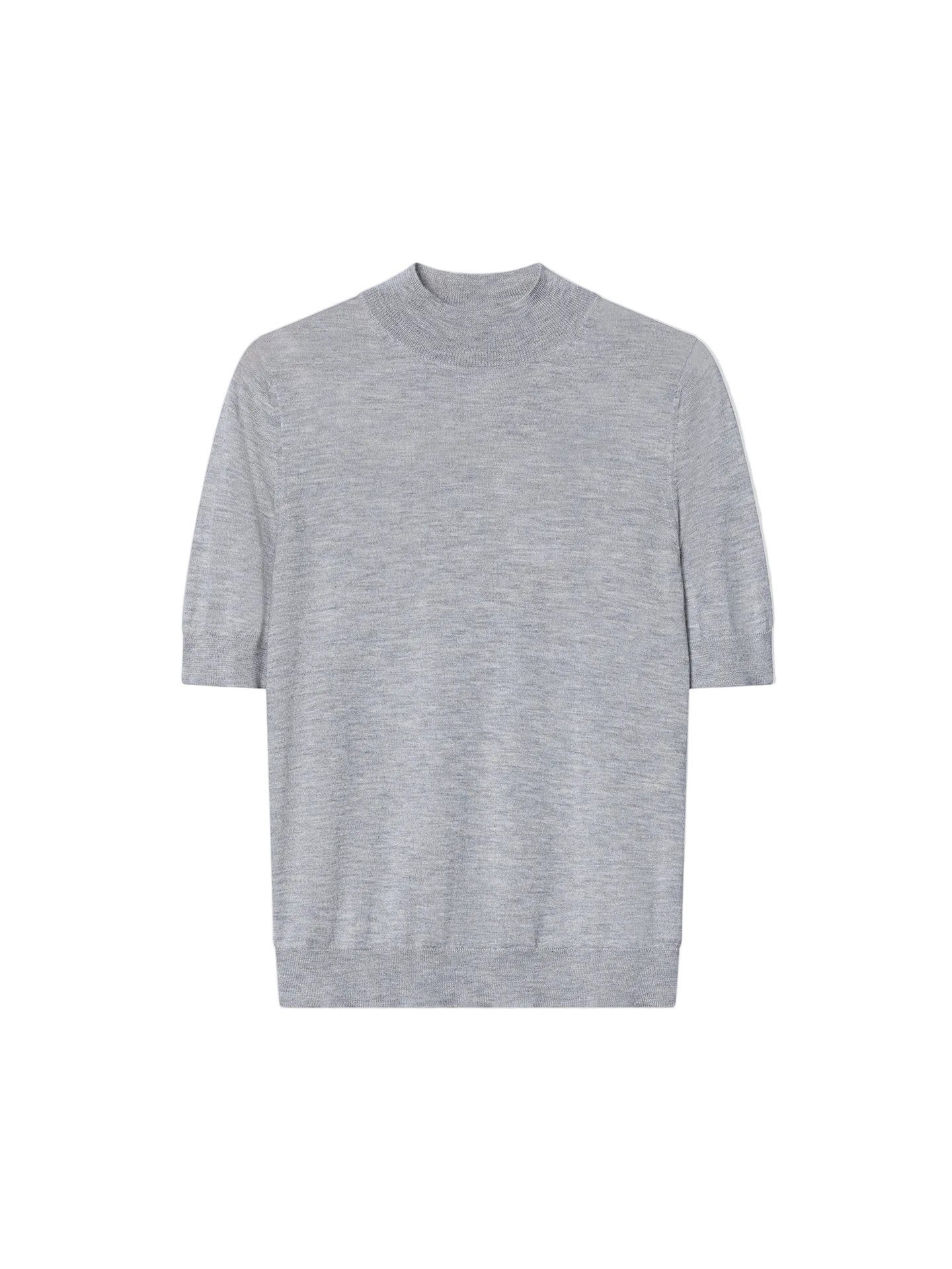 Rundhalspullover Kaschmir-Seiden-Shirt mit Stehkragen