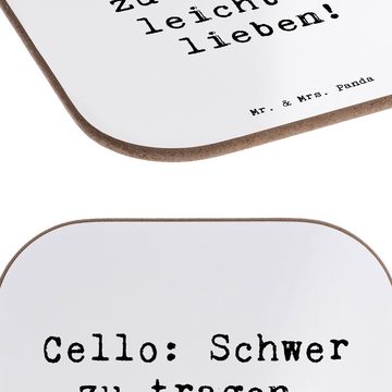 Mr. & Mrs. Panda Getränkeuntersetzer Cello Liebe - Weiß - Geschenk, Streichinstrument, Spielen lernen, Mod, 1-tlg., Liebevolle Motive
