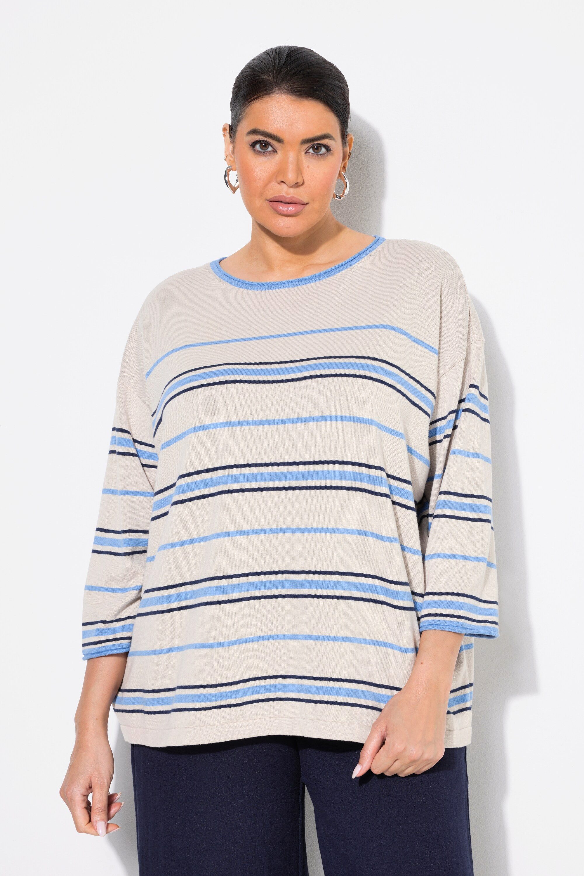 Ulla Popken Strickpullover Pullover Streifen Oversized günstig online kaufen