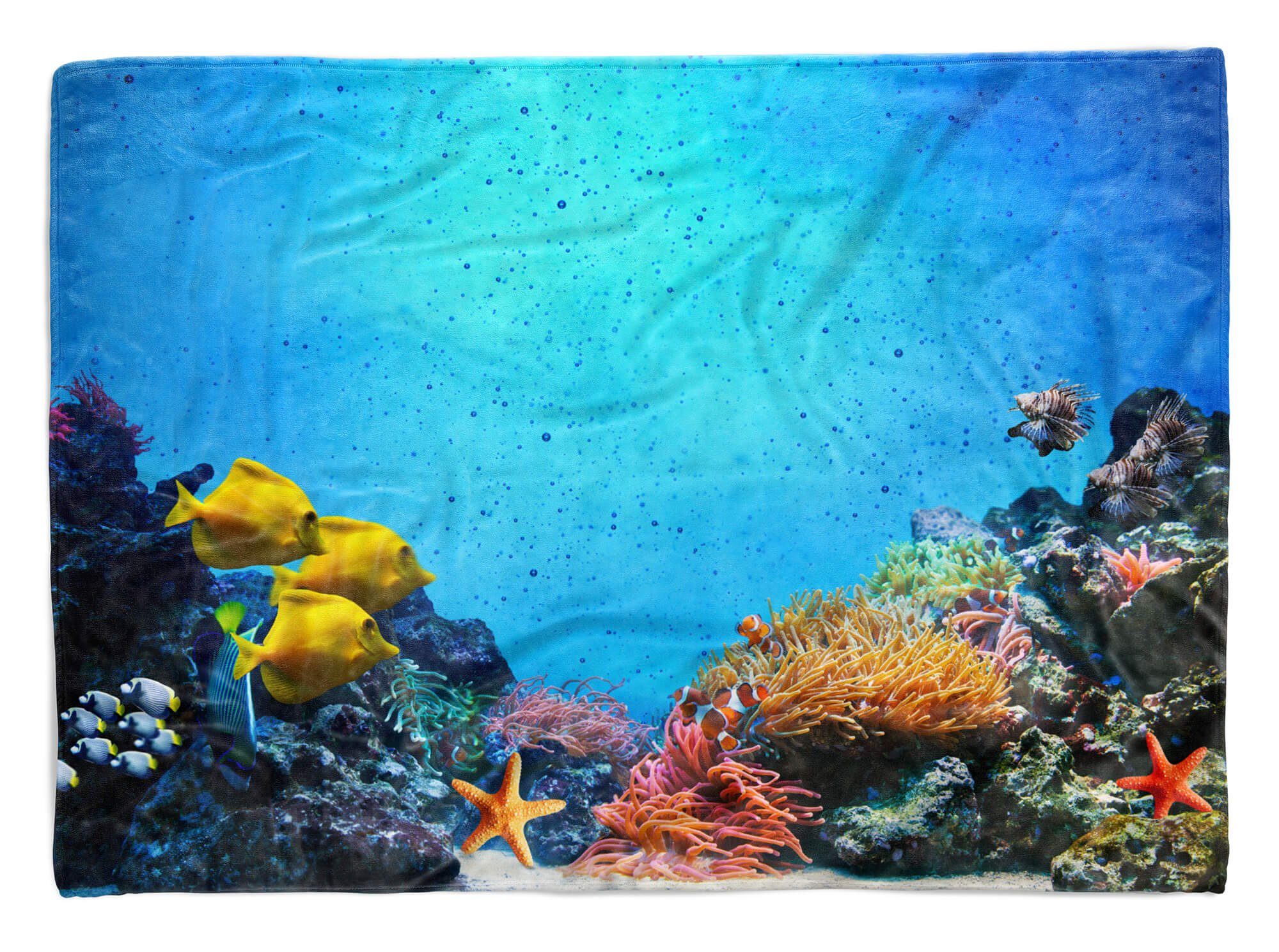 Fotomotiv Art mit (1-St), Handtücher Handtuch Saunatuch Sinus Strandhandtuch Wasser Koral, Handtuch Baumwolle-Polyester-Mix Kuscheldecke unter