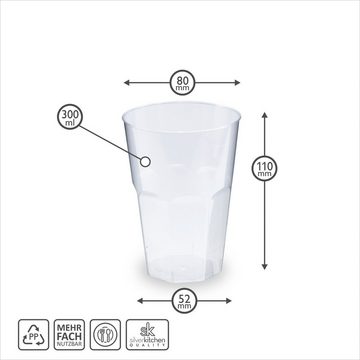 silverkitchen Cocktailglas Mehrwegbecher Plastik 300ml, Plastikbecher Set, Widerverwendbar, Made in Germany